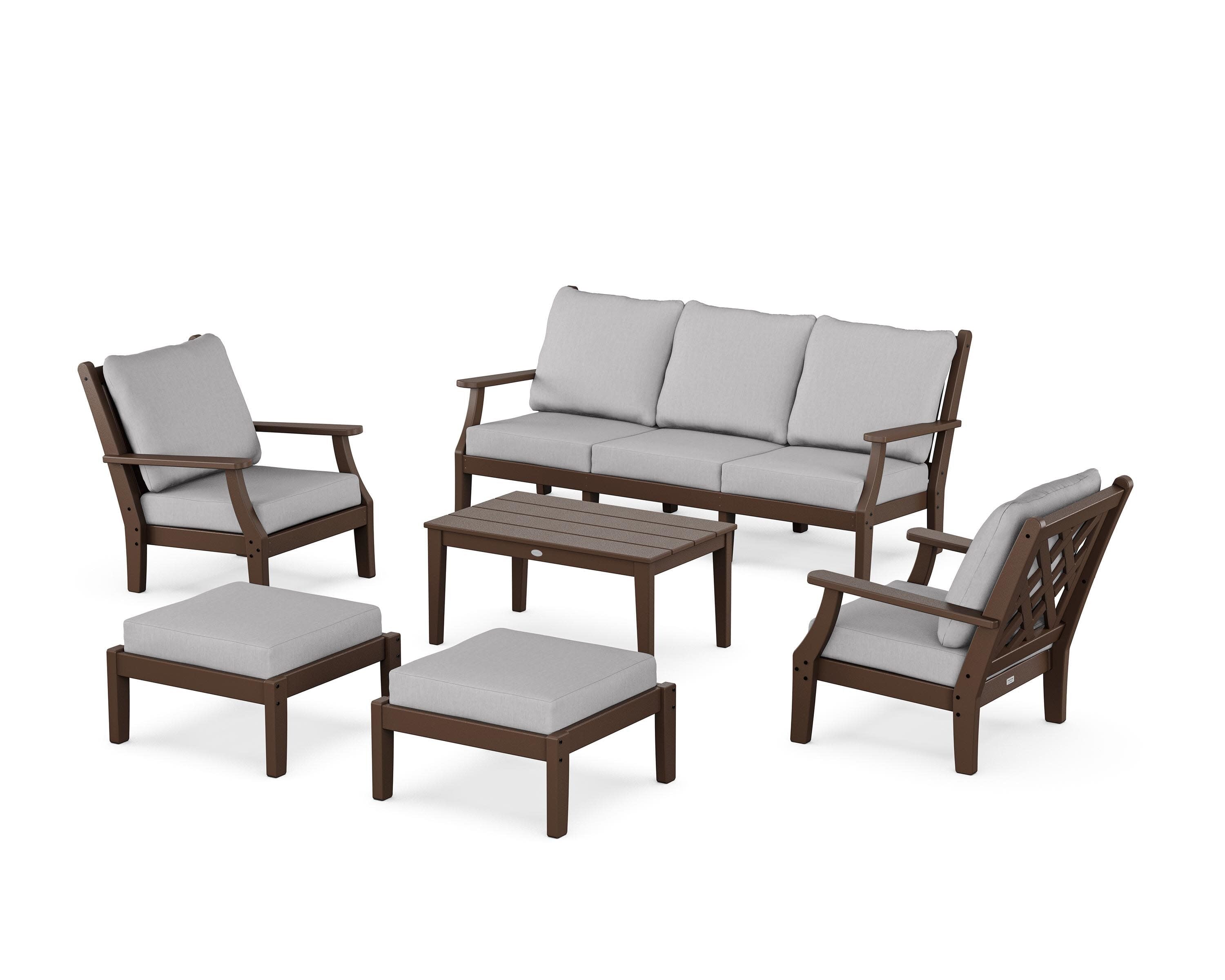 Wovendale 6-Piece Lounge Sofa Set in Mahogany / Granite
