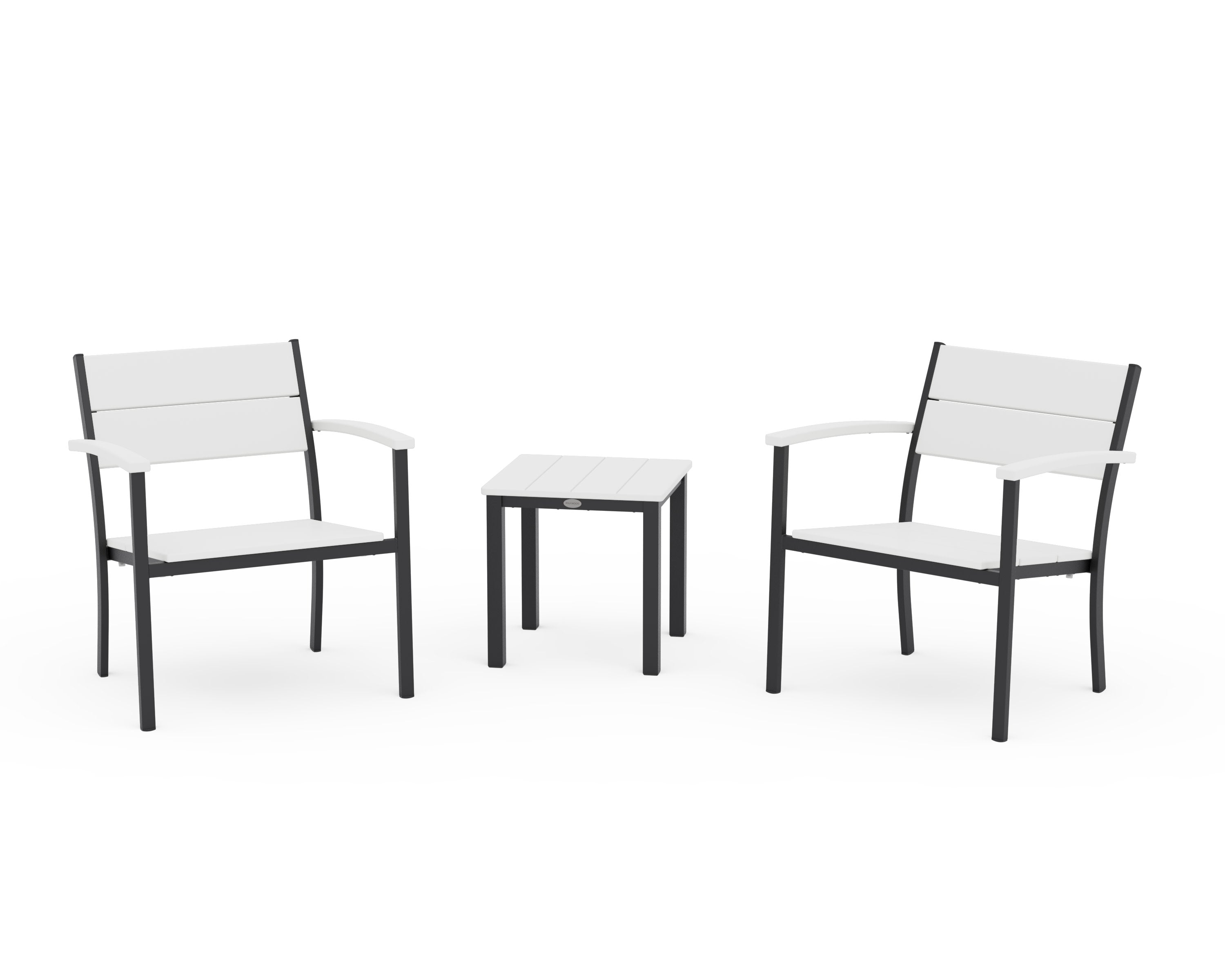 Main Street 3-Piece Lounge Chair Set in Black / White
