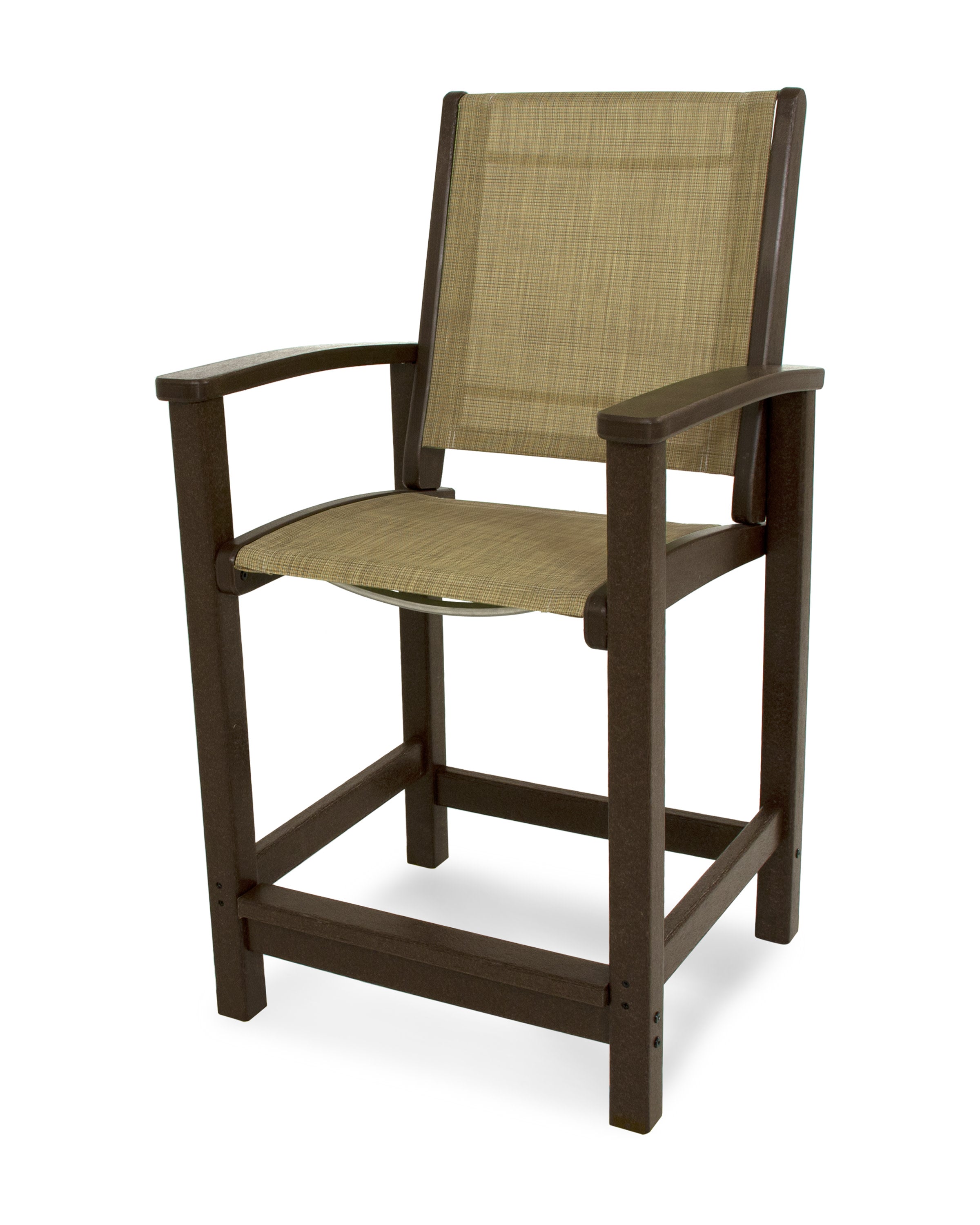 Coastal Counter Chair in Mahogany / Burlap Sling