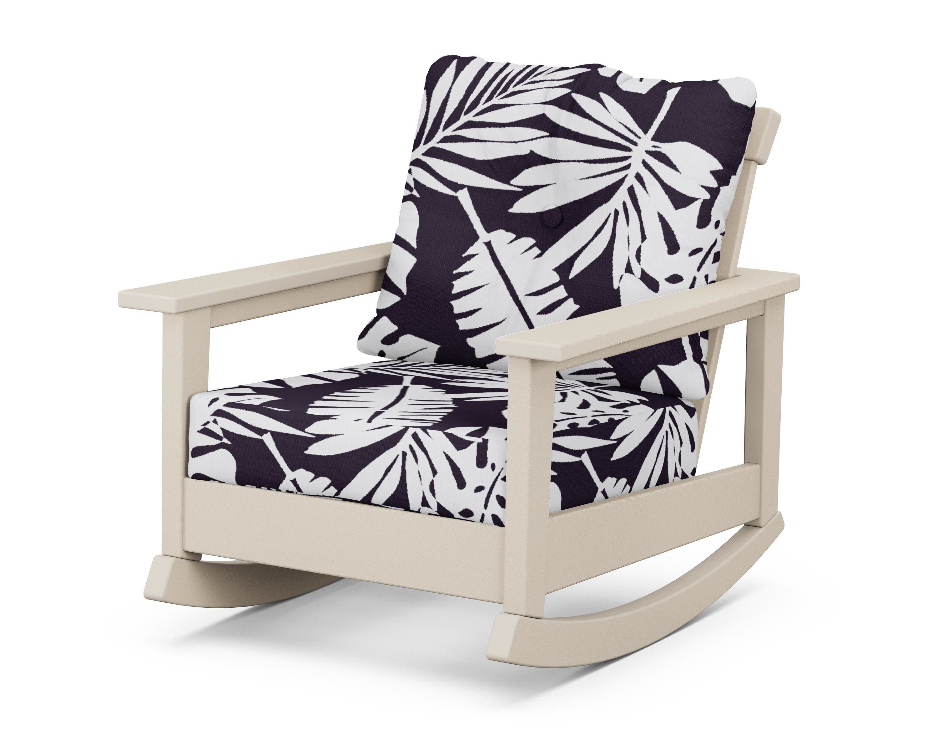 Prescott Deep Seating Rocking Chair in Sand / Leaf Navy