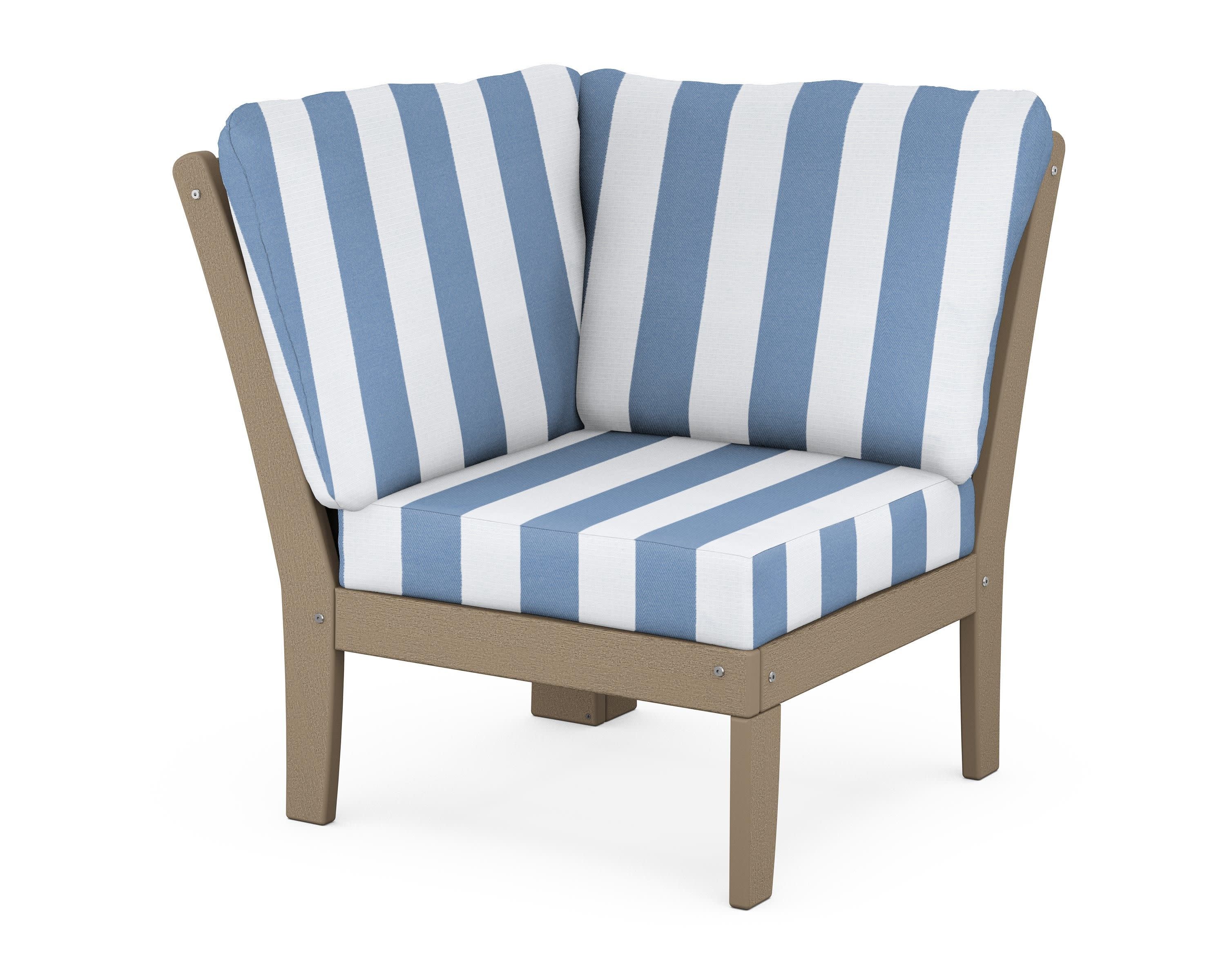 Braxton Modular Corner Chair in Vintage Sahara / Cabana Stripe Sky Blue
