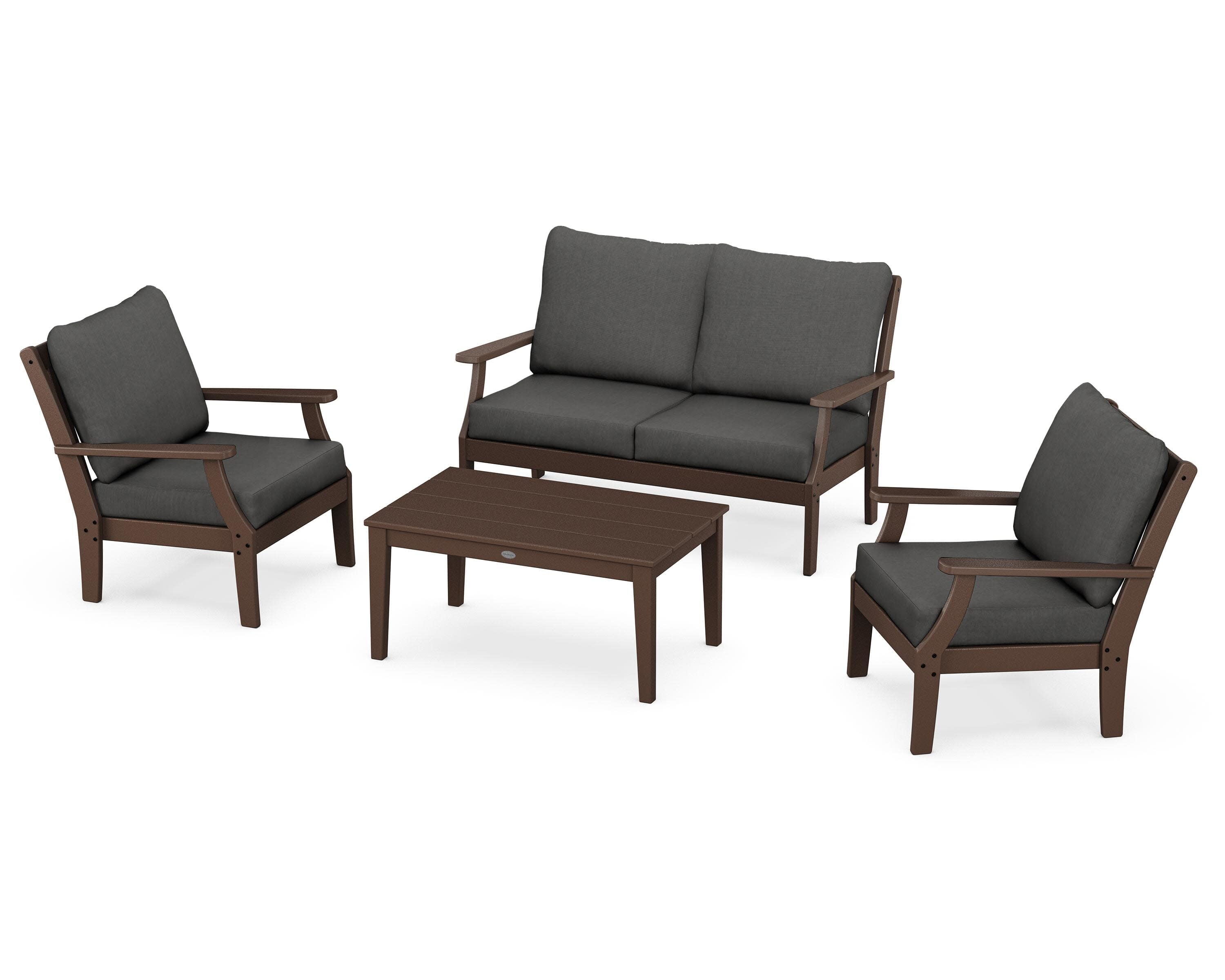 Braxton 4-Piece Deep Seating Chair Set in Mahogany / Spectrum Carbon