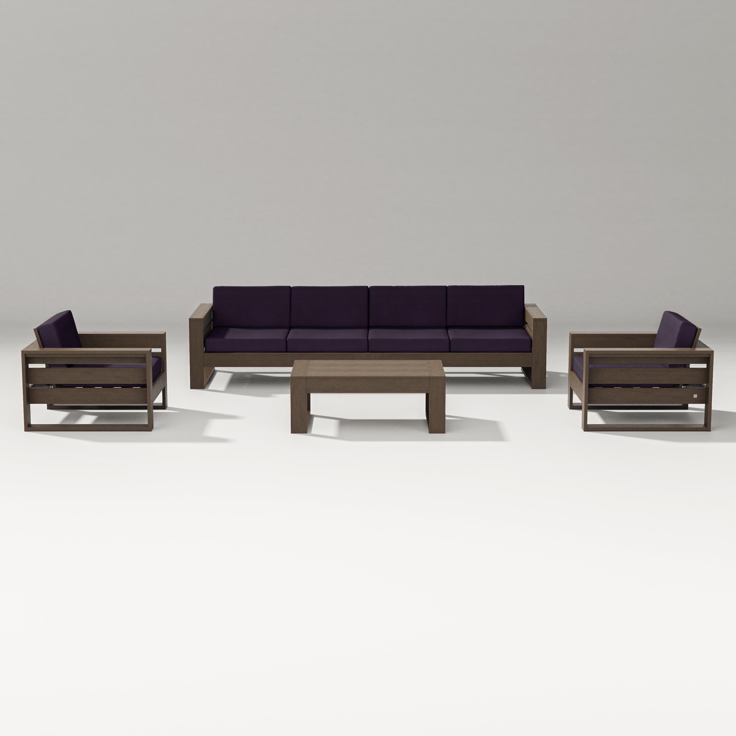 Latitude 5-Piece Lounge Sofa Set in Kona / Navy Linen