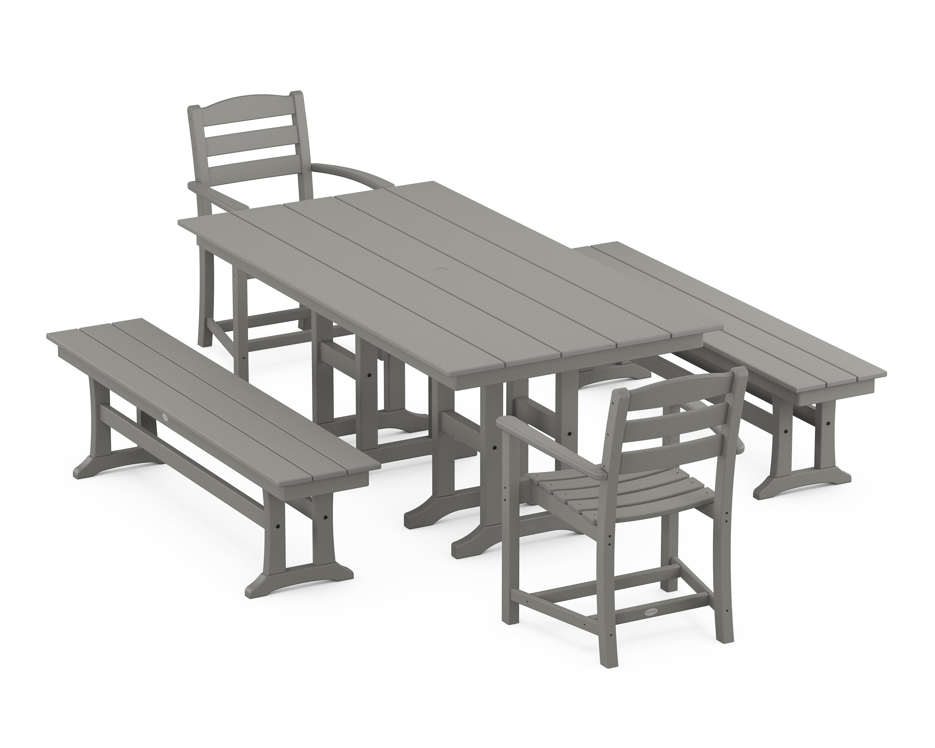 La Casa Café 5-Piece Farmhouse Dining Set with Benches