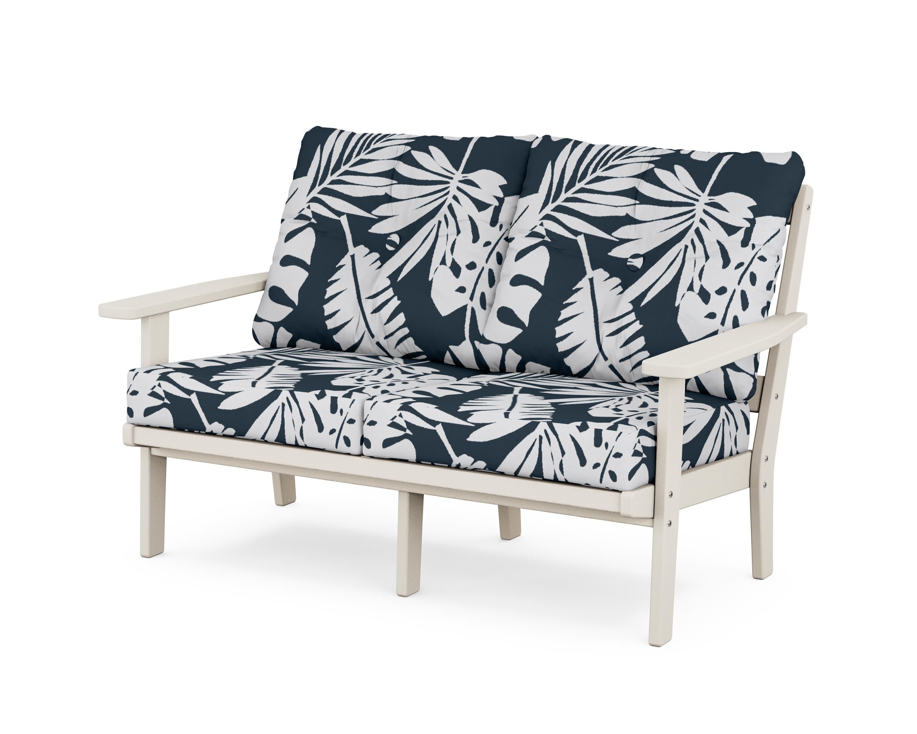 Oxford Deep SeatingLoveseat in Sand / Leaf Marine Indigo