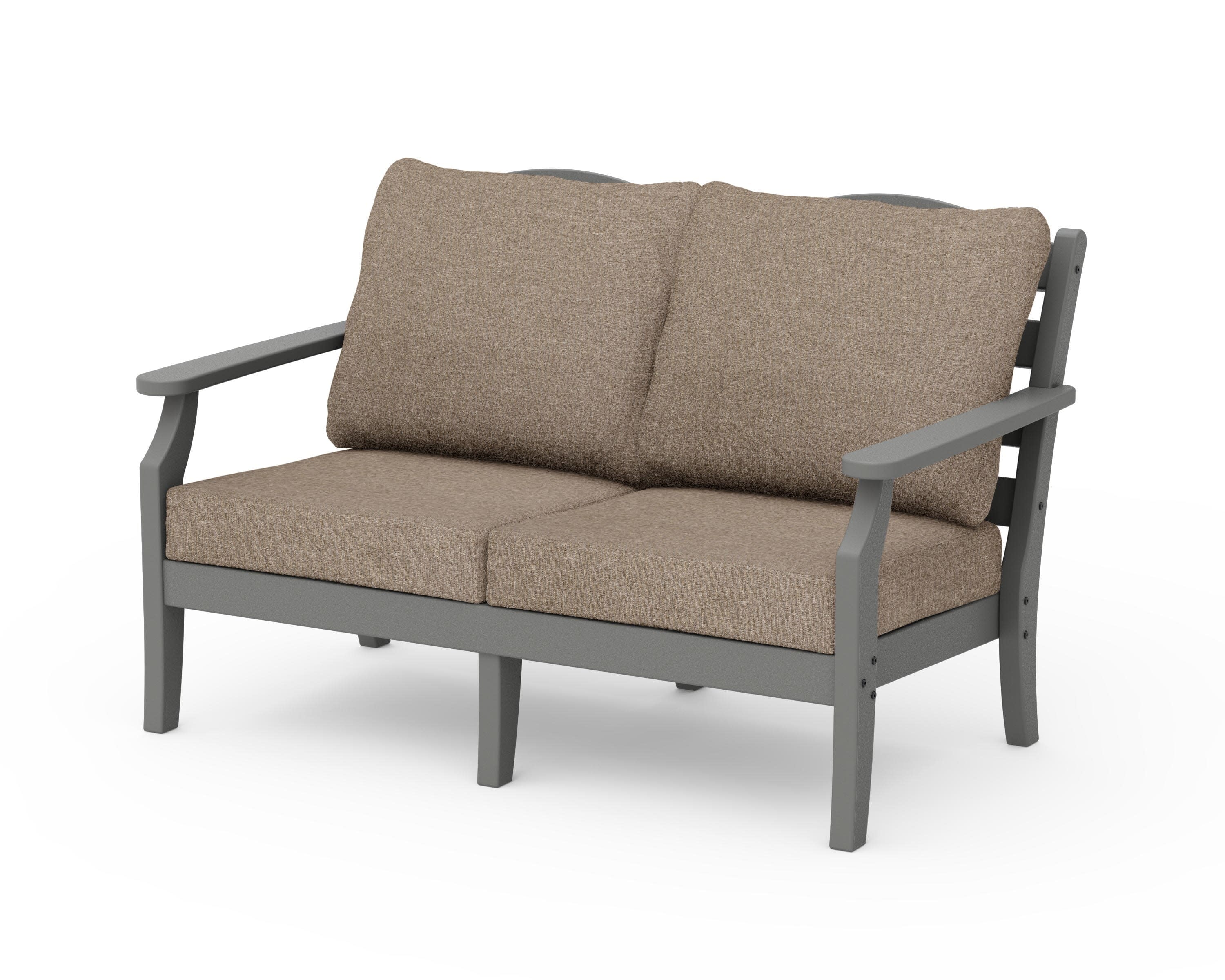 Savannah Deep Seating Loveseat in Slate Grey / Spiced Burlap