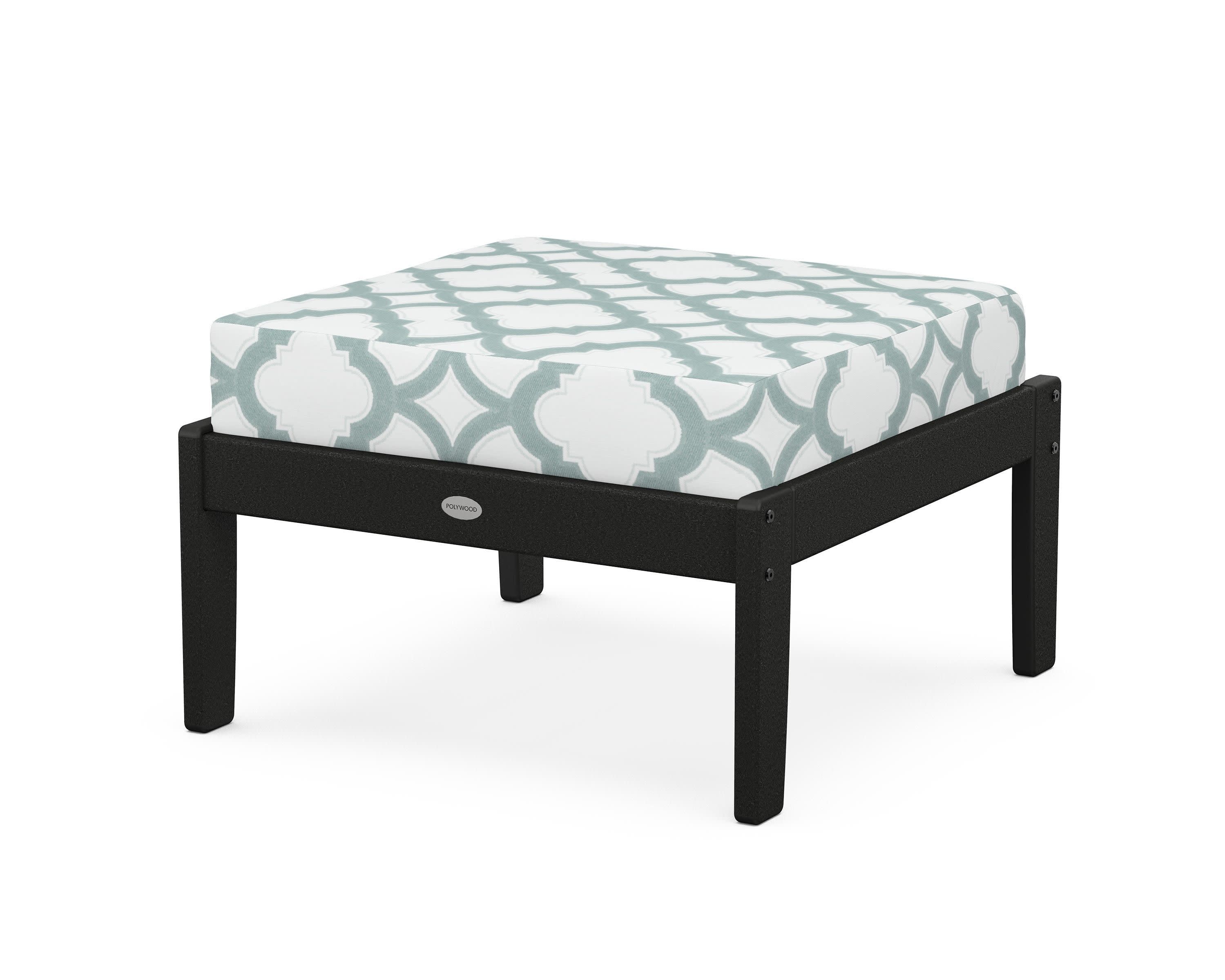 Braxton Deep Seating Ottoman in Black / Trellis Glacier Spa