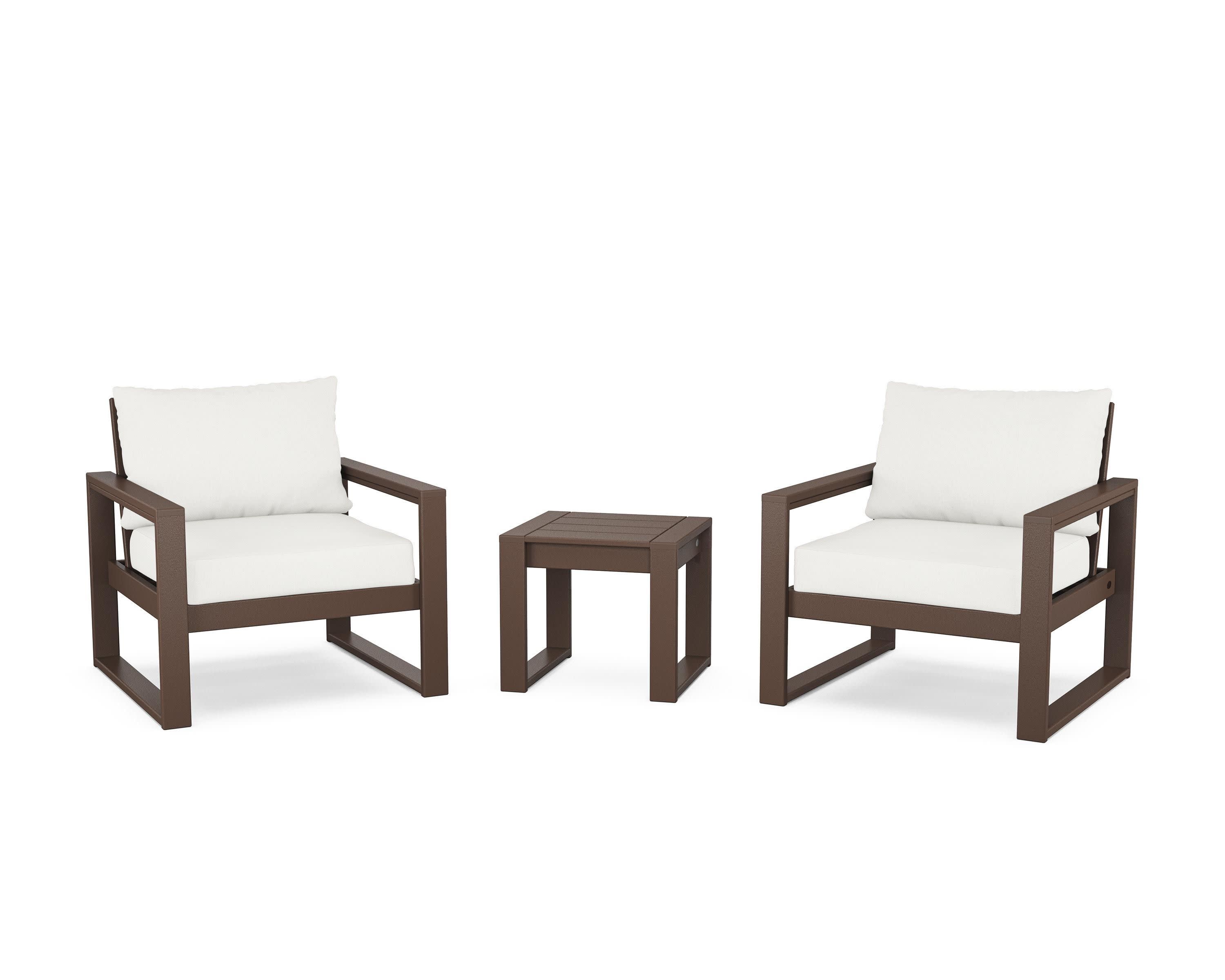EDGE Sectional 3-Piece Deep Seating Set in Mahogany / Natural Linen