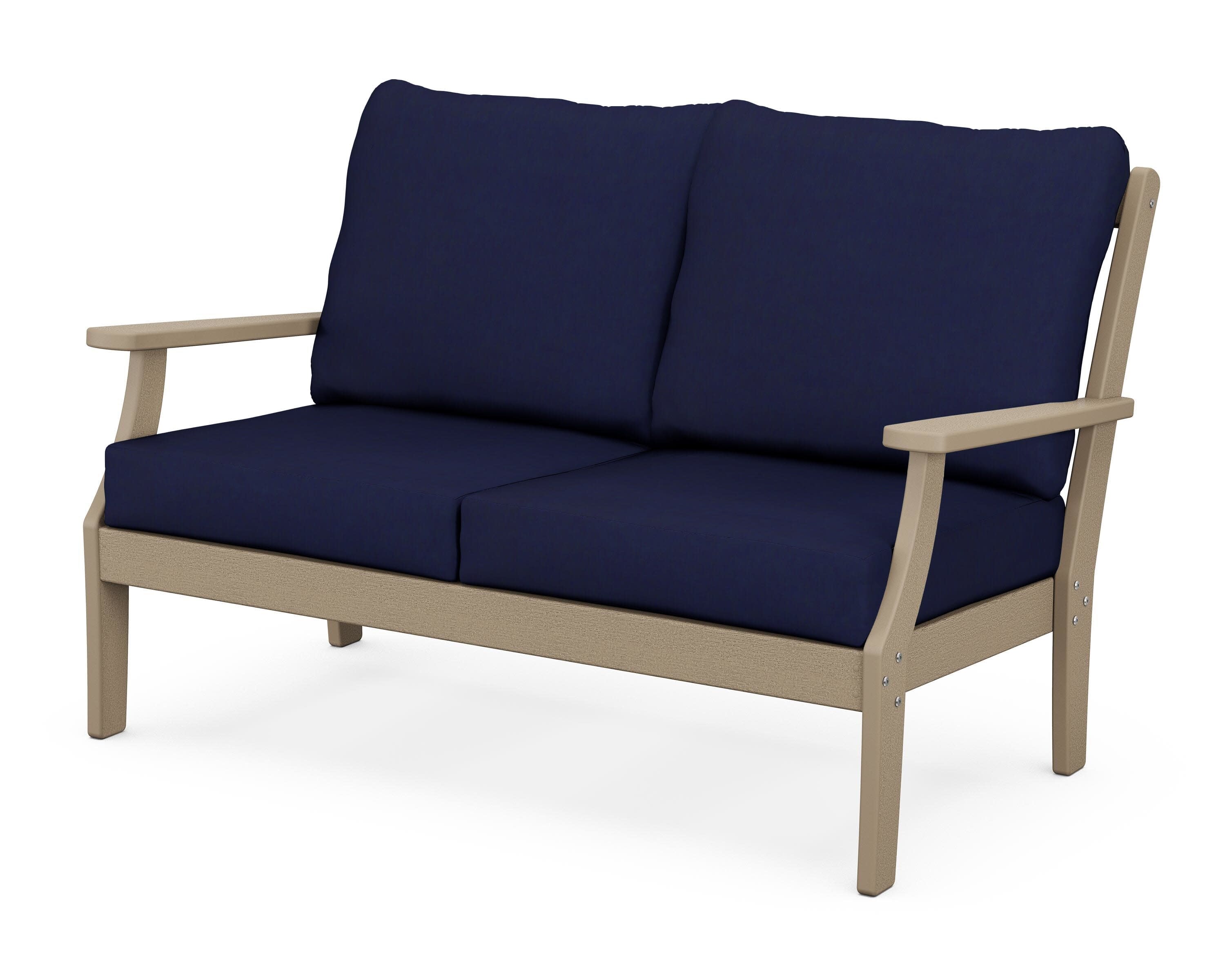Braxton Deep Seating Loveseat in Vintage Sahara / Navy