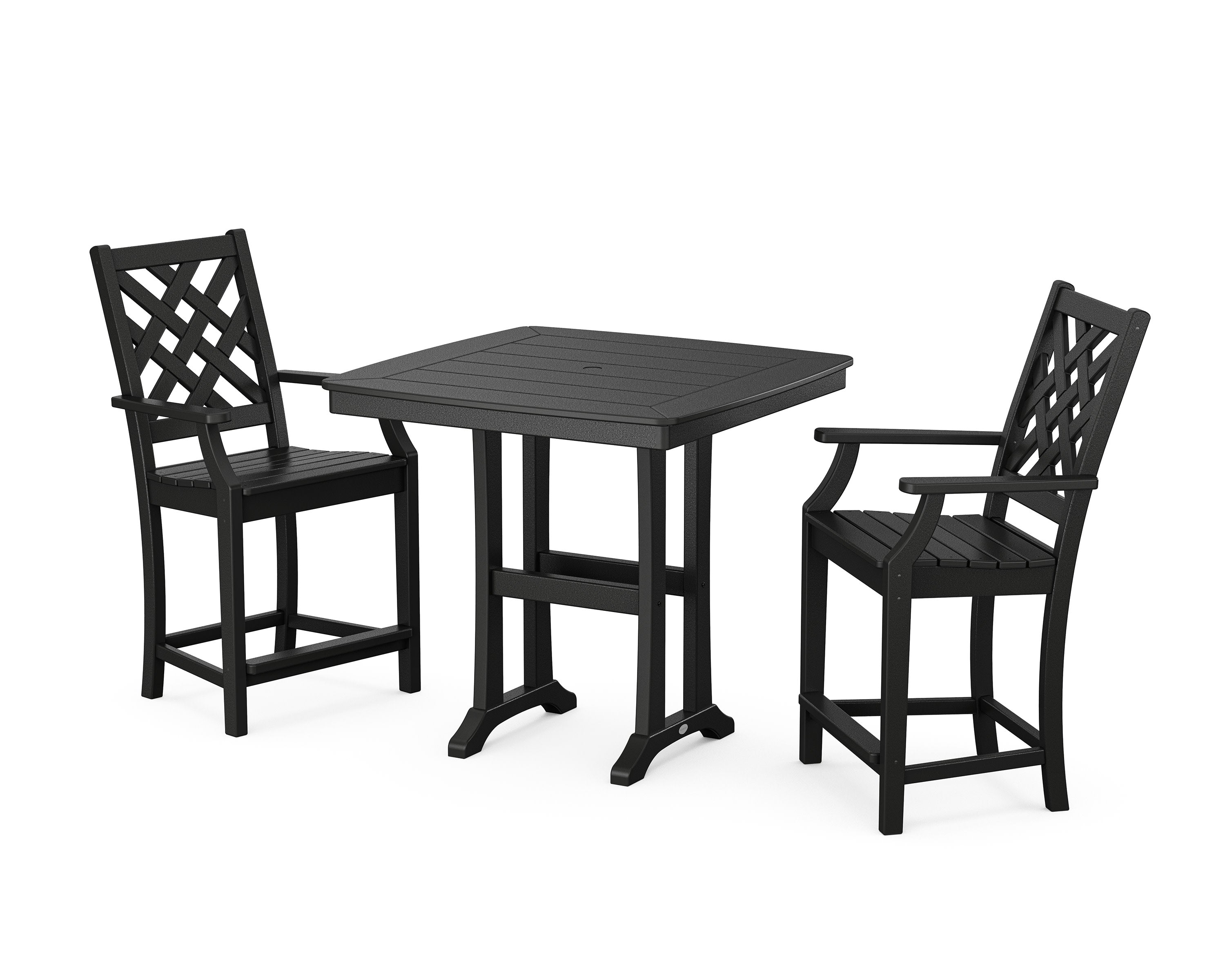 Wovendale 3-Piece Counter Set with Trestle Legs in Black