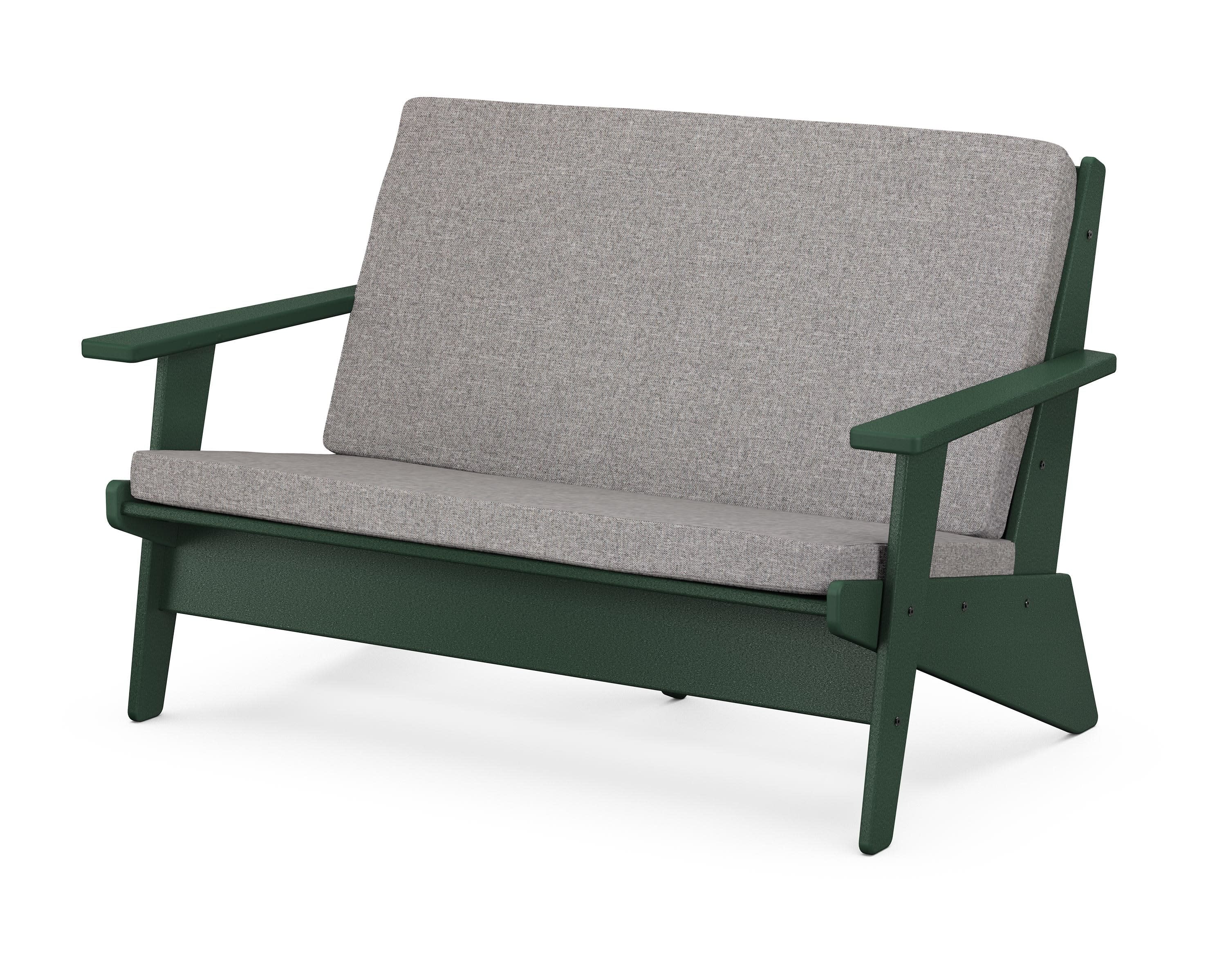 Riviera Modern Lounge Loveseat in Green / Grey Mist