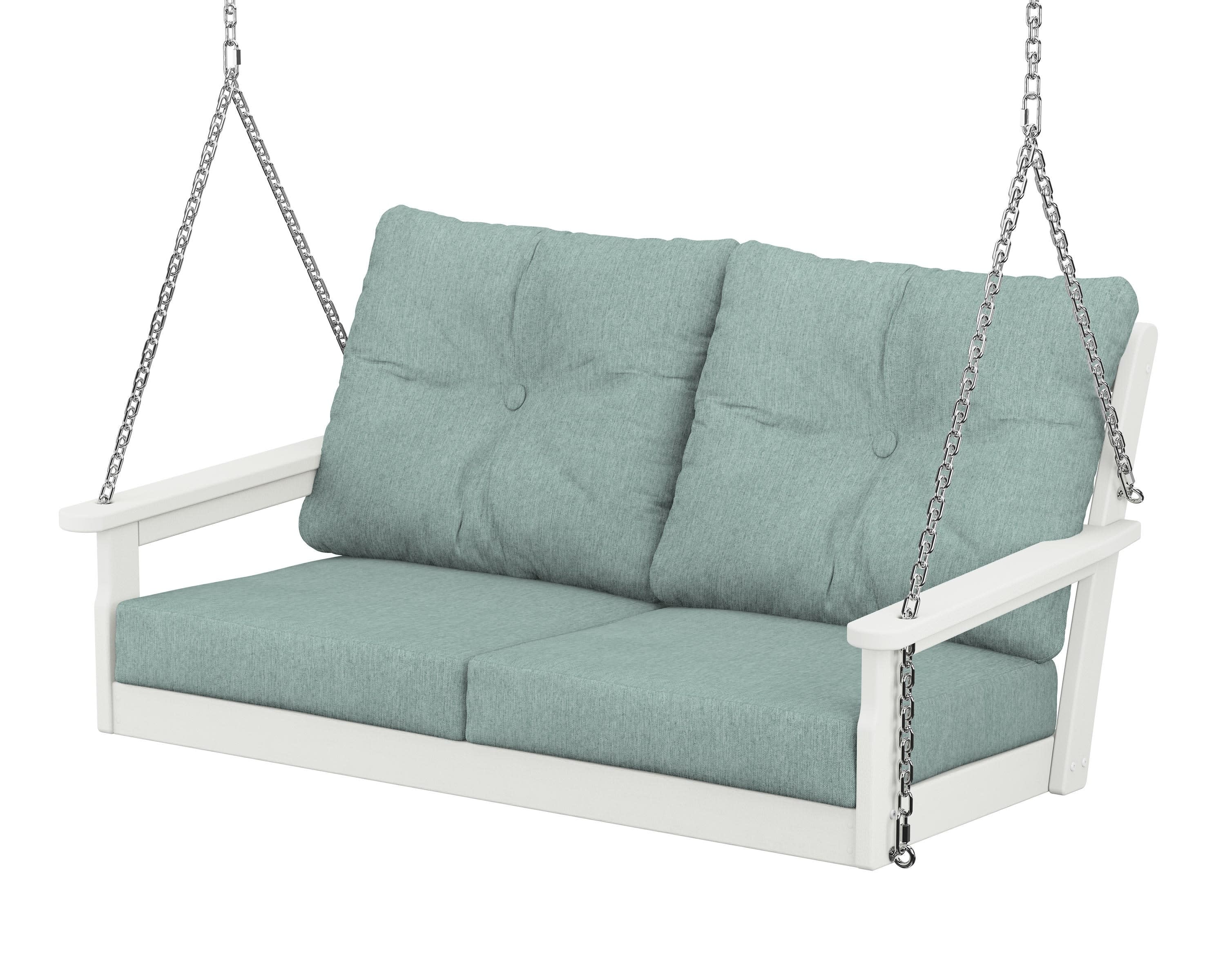 Vineyard Deep Seating Swing in Vintage White / Glacier Spa