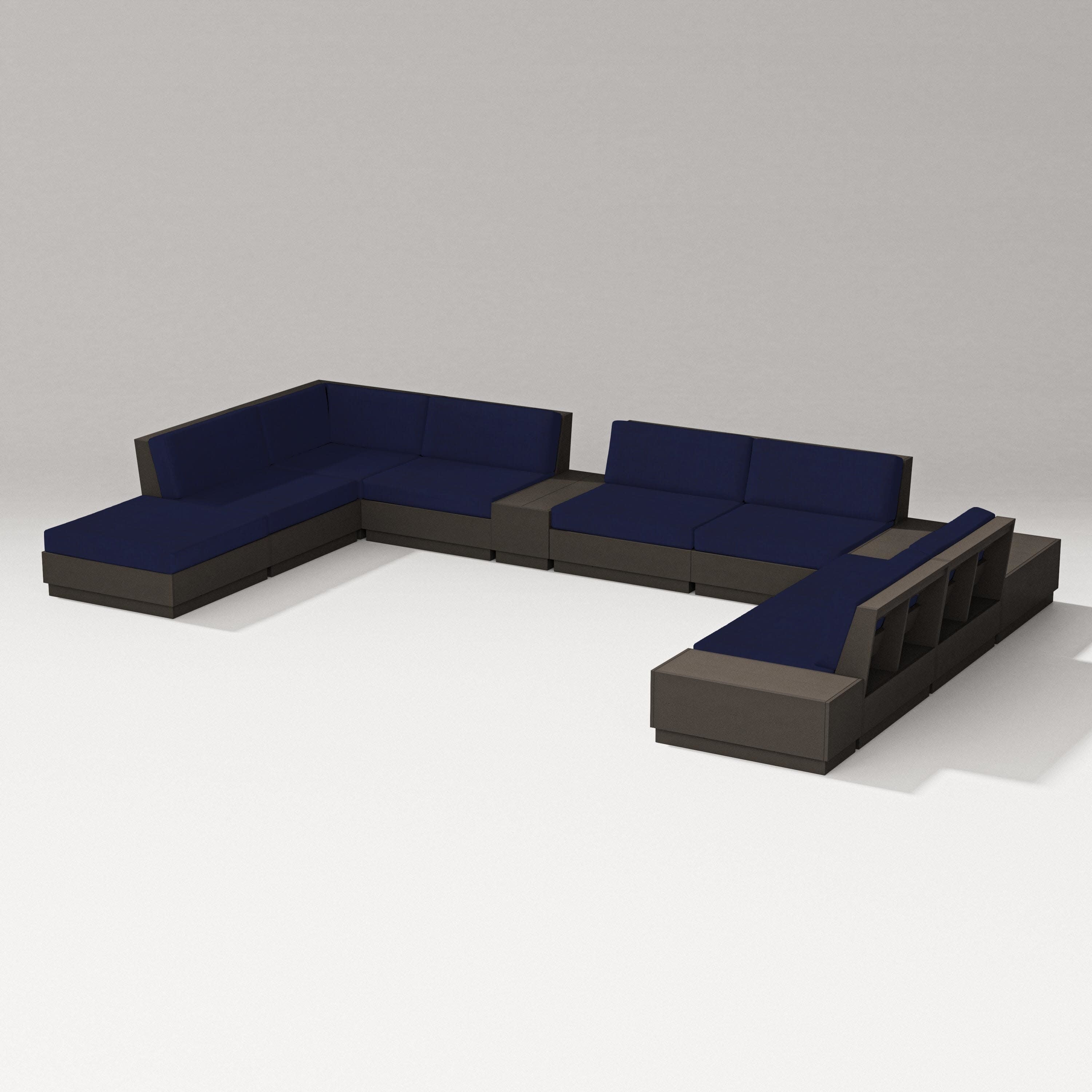 Elevate 11-Piece Conversation Sectional Set in Vintage Coffee / Navy