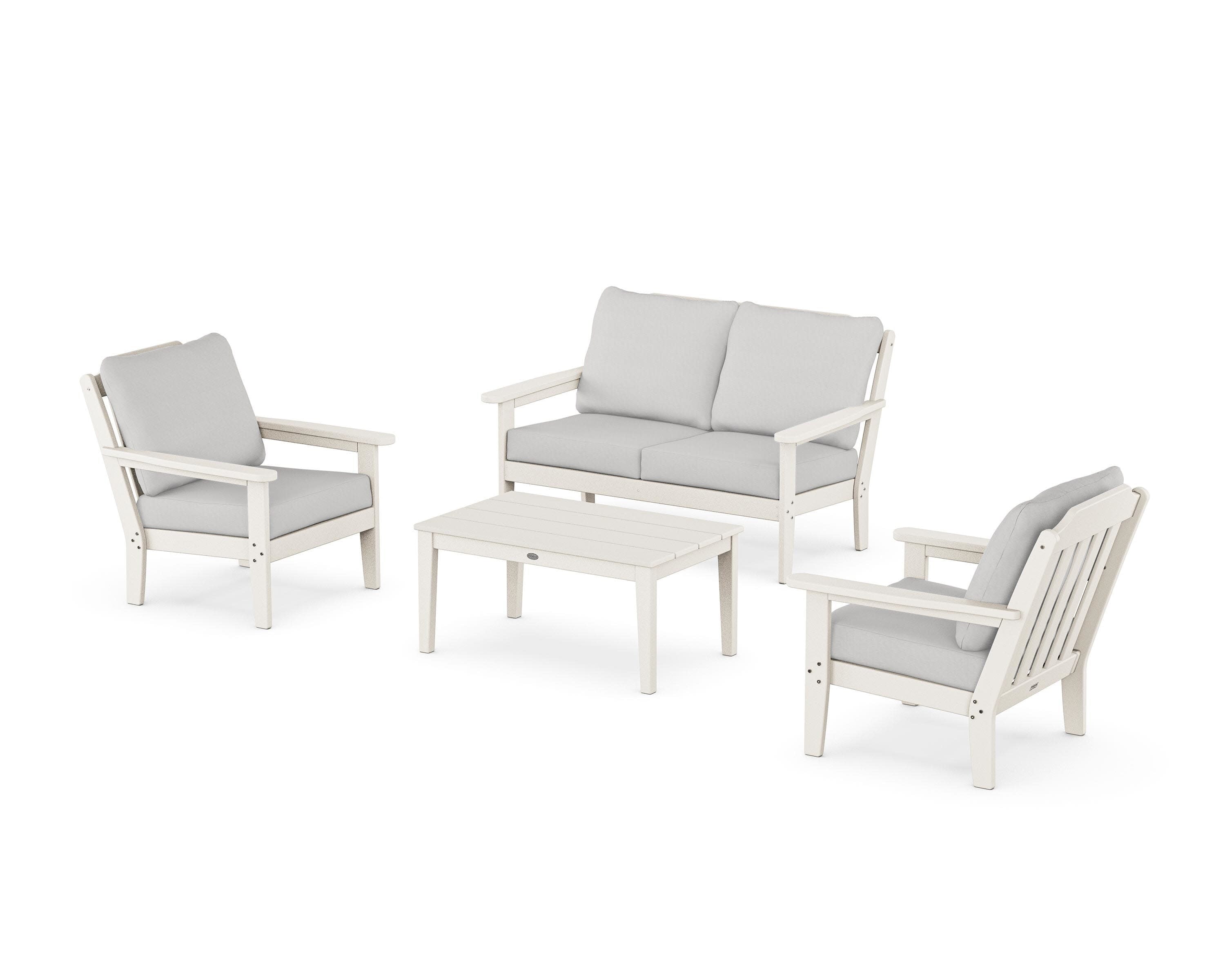 Cottage 4-Piece Deep Seating Set with Loveseat in Sand / Diamond in the Rough