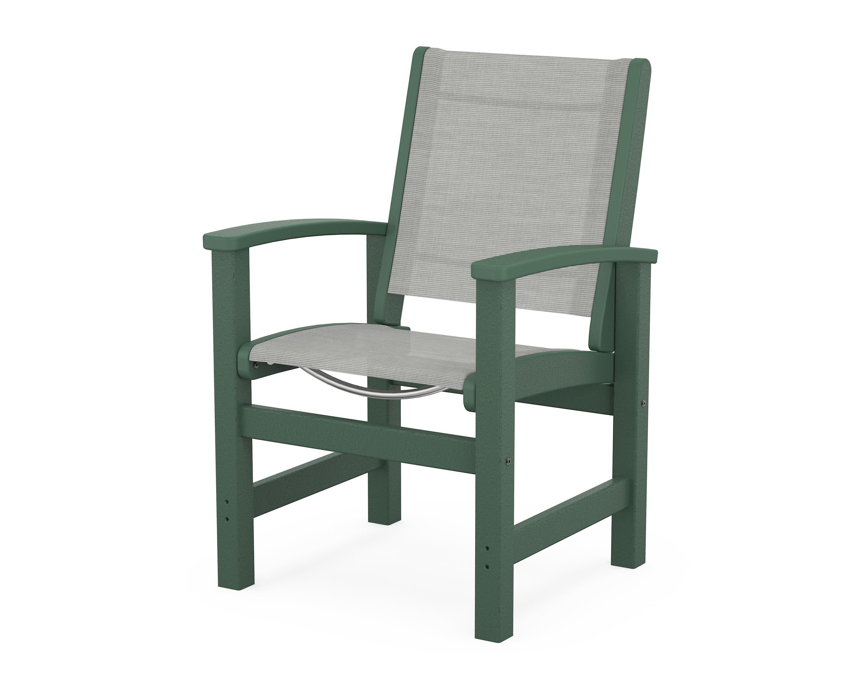 Coastal Dining Chair in Green / Metallic Sling