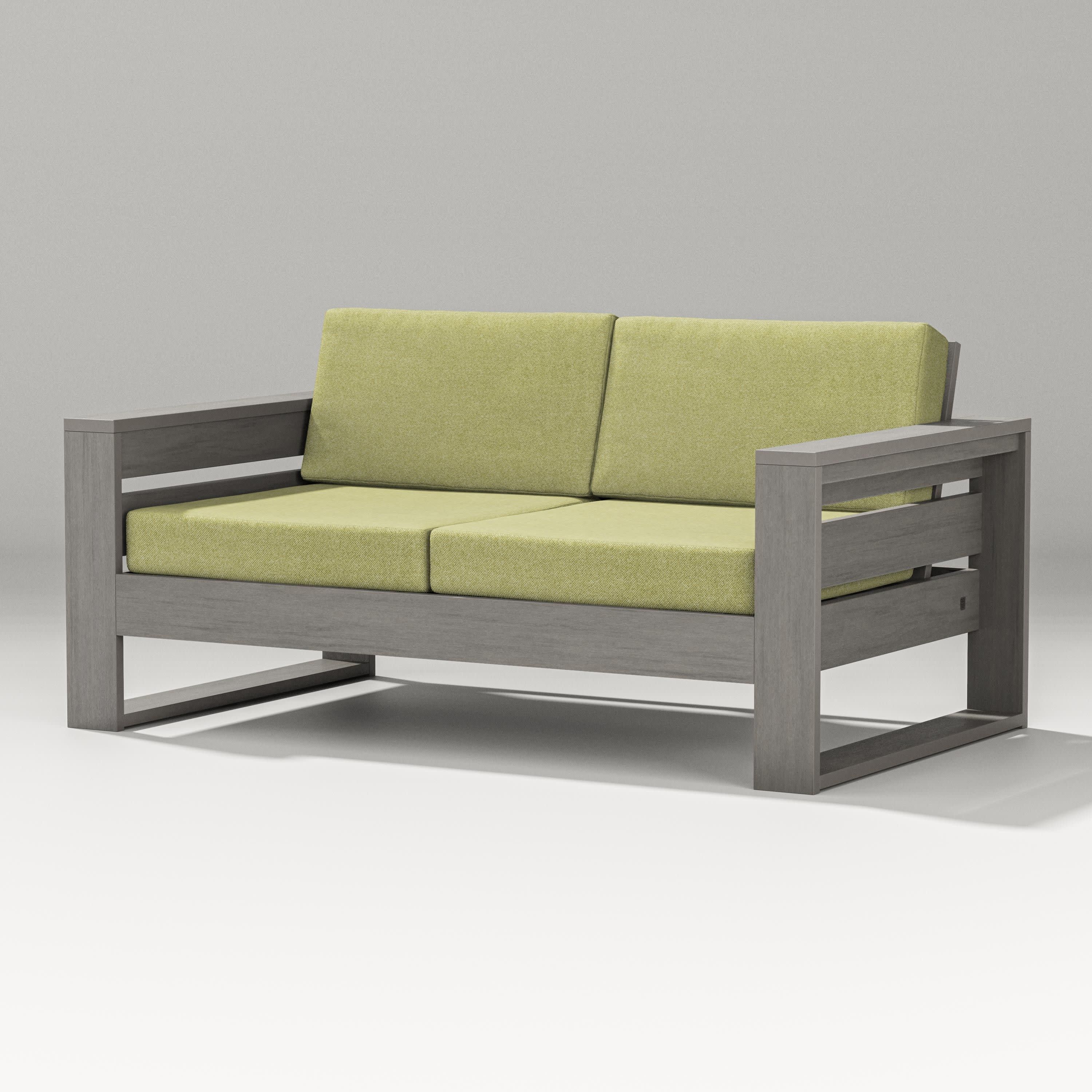 Latitude Loveseat in Driftwood / Chartreuse Boucle