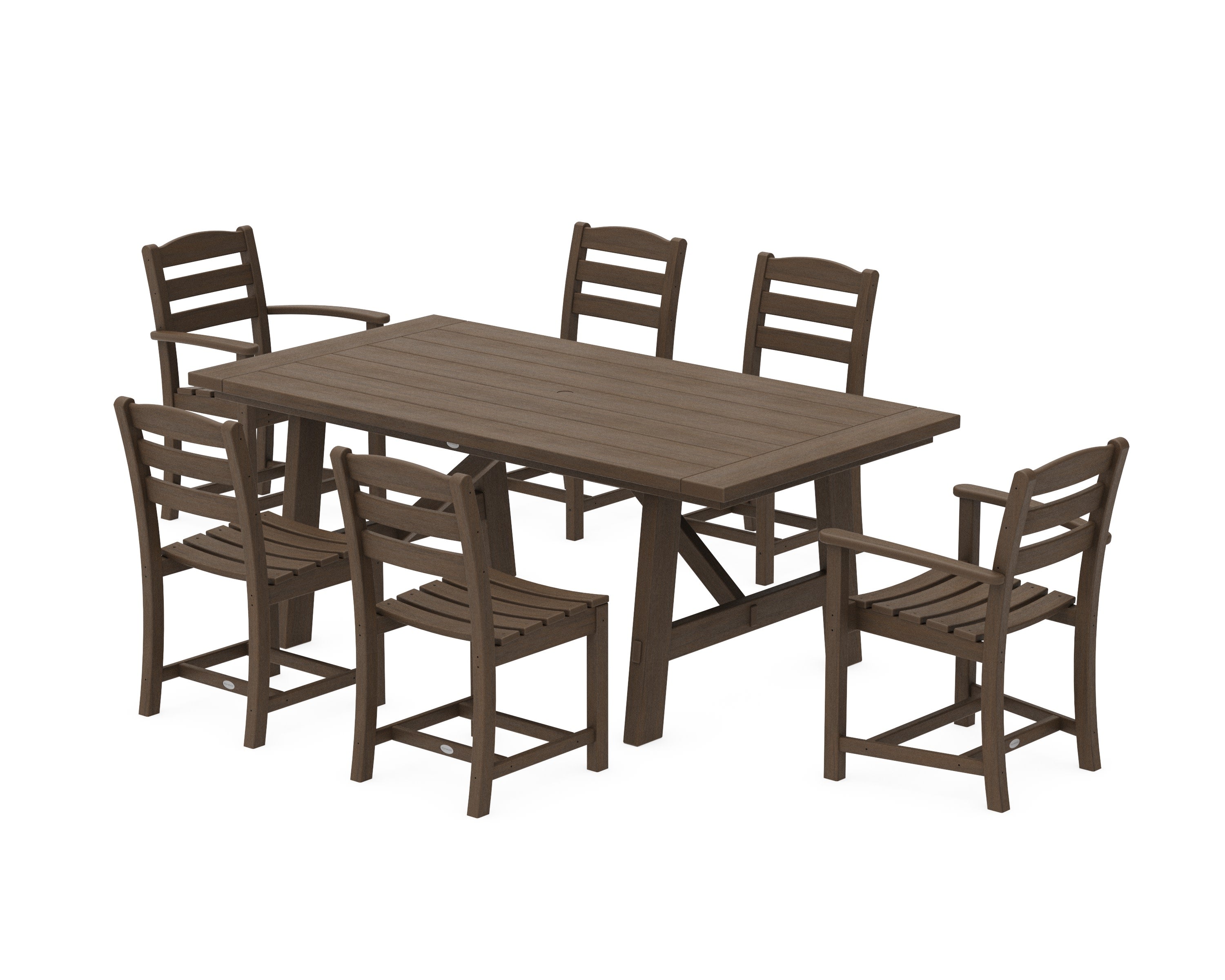 La Casa Caf 7-Piece Rustic Farmhouse Dining Set in Kona