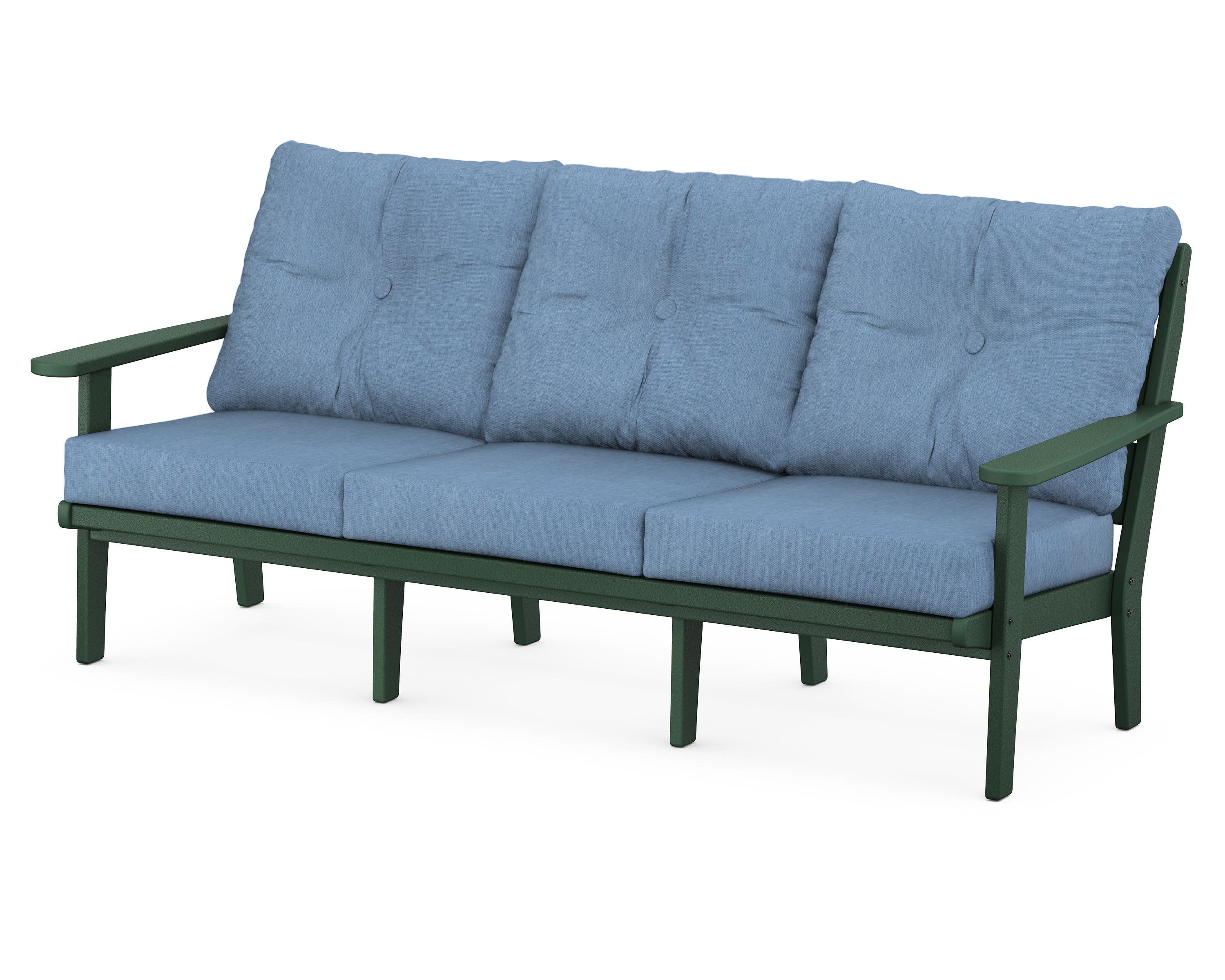 Lakeside Deep Seating Sofa in Green / Sky Blue