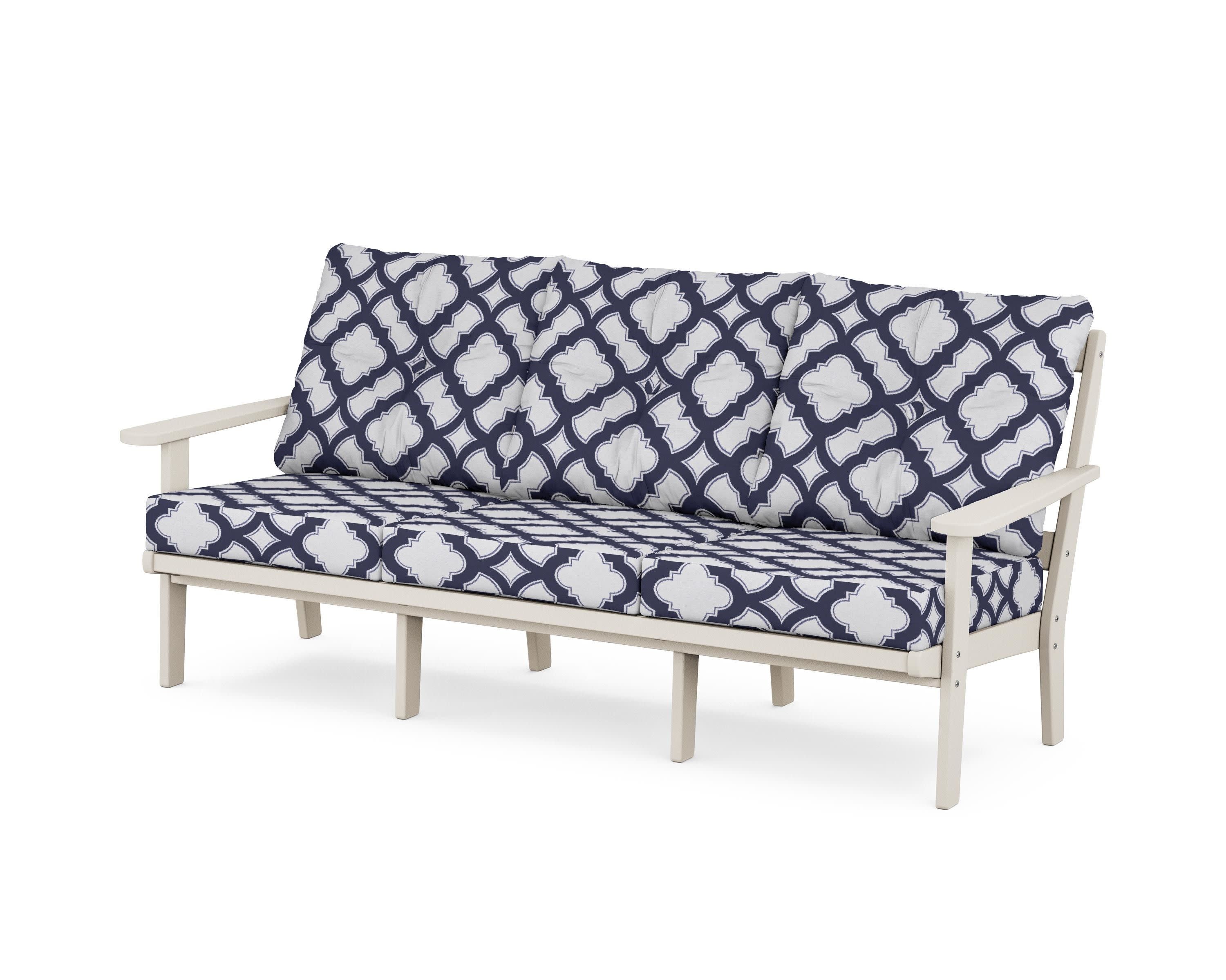 Mission Deep Seating Sofa in Sand / Trellis Navy