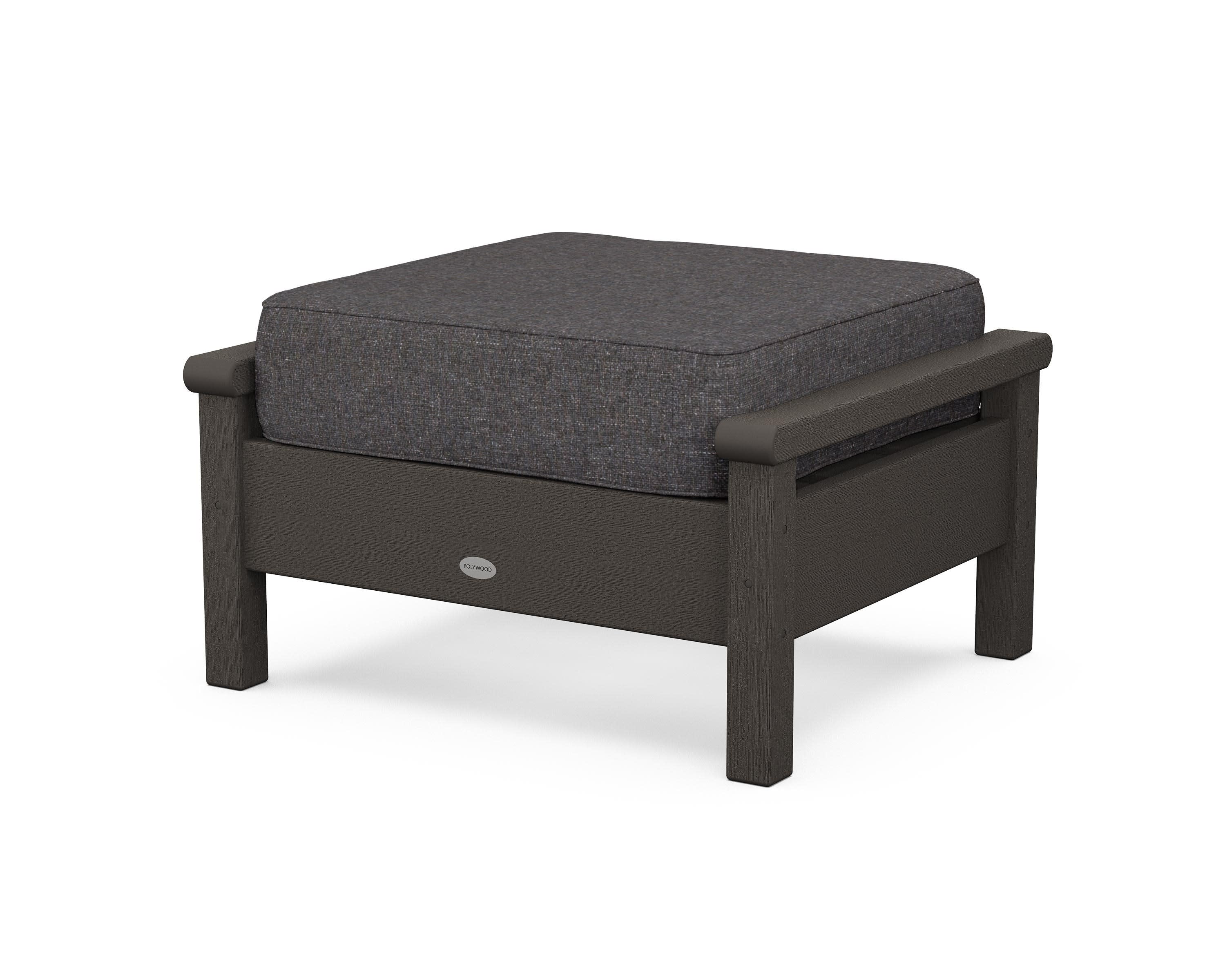 Harbour Deep Seating Ottoman in Vintage Coffee / Ash Charcoal