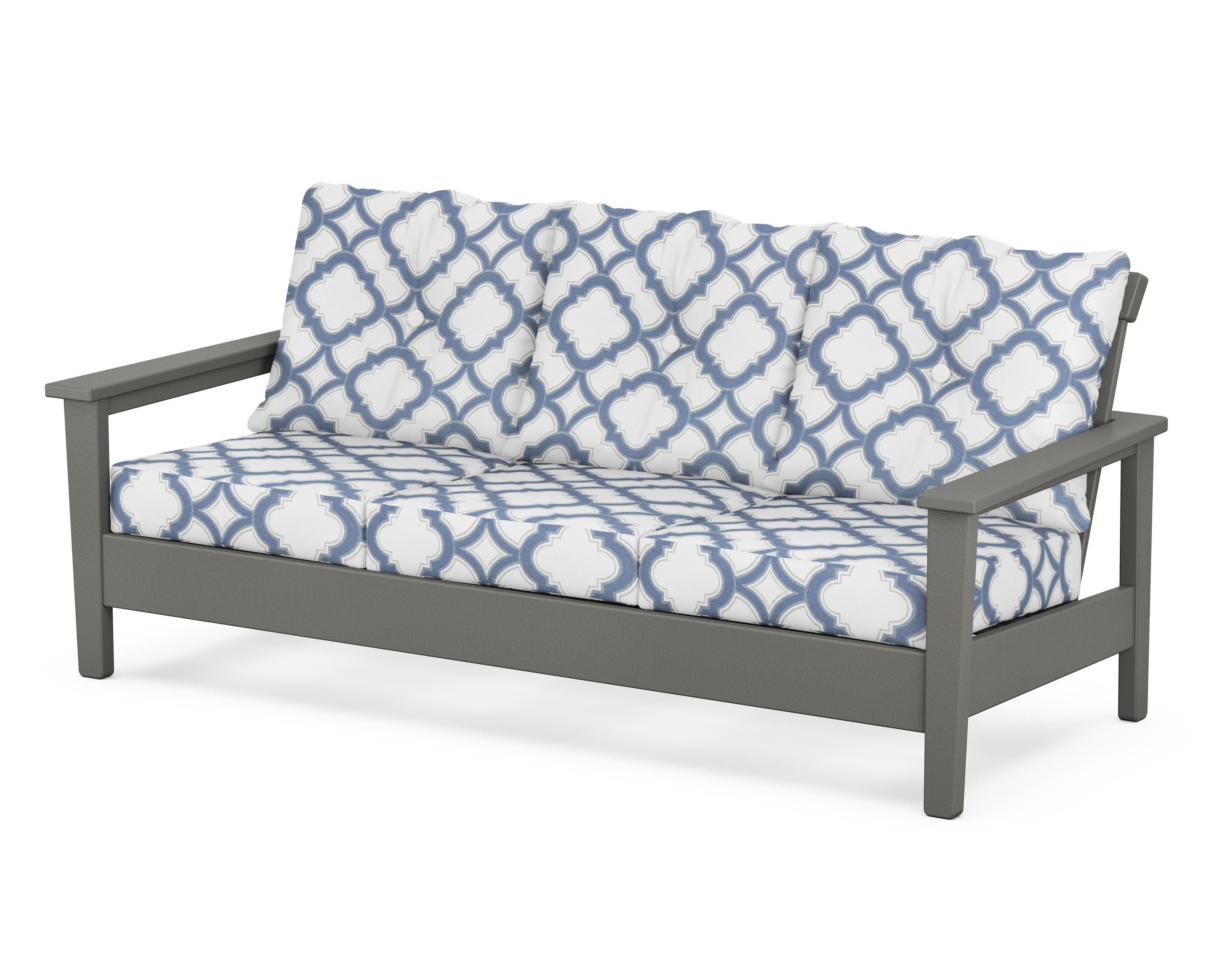 Prescott Deep Seating Sofa in Slate Grey / Trellis Sky Blue
