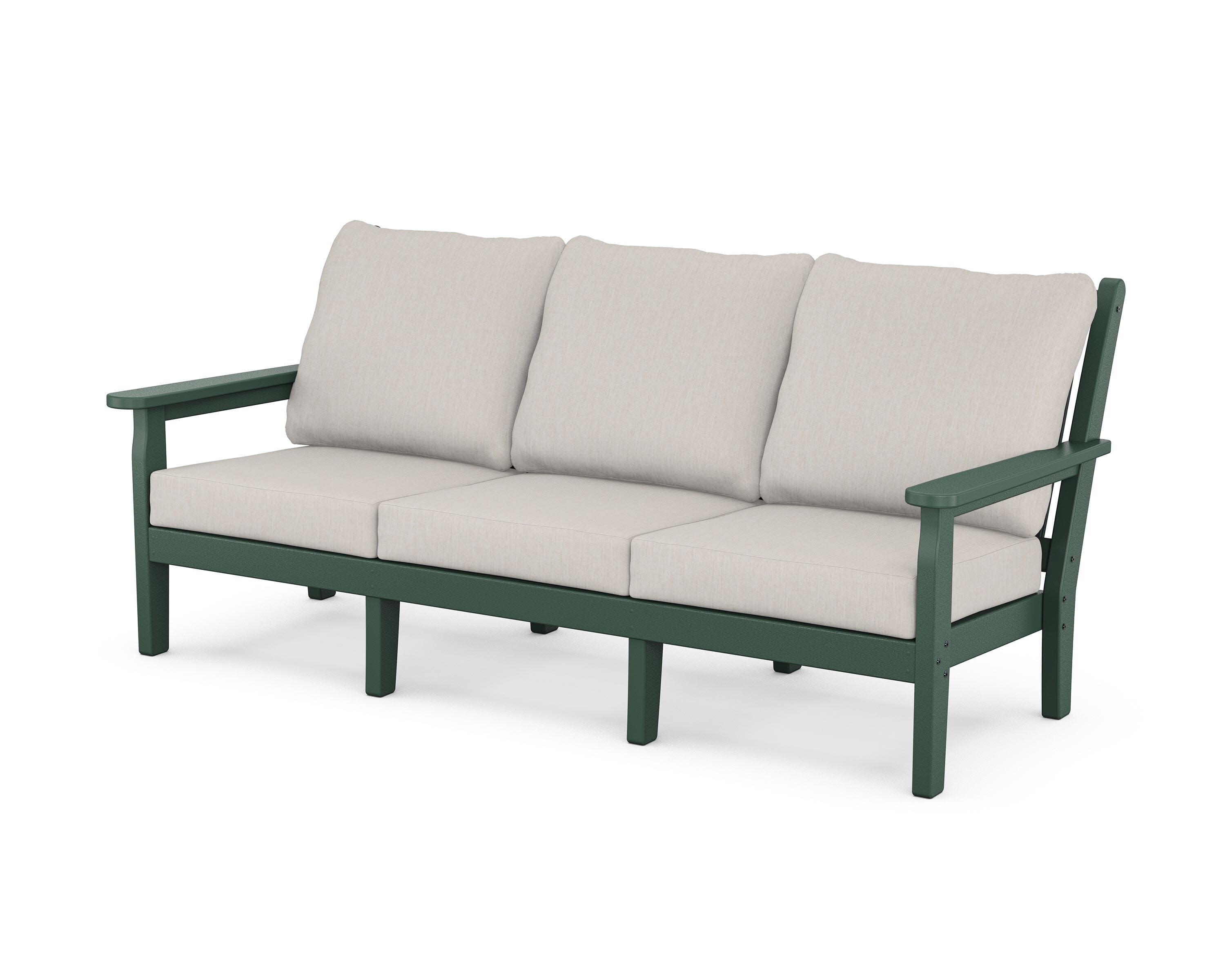 Chippendale Deep Seating Sofa in Green / Cast Ash