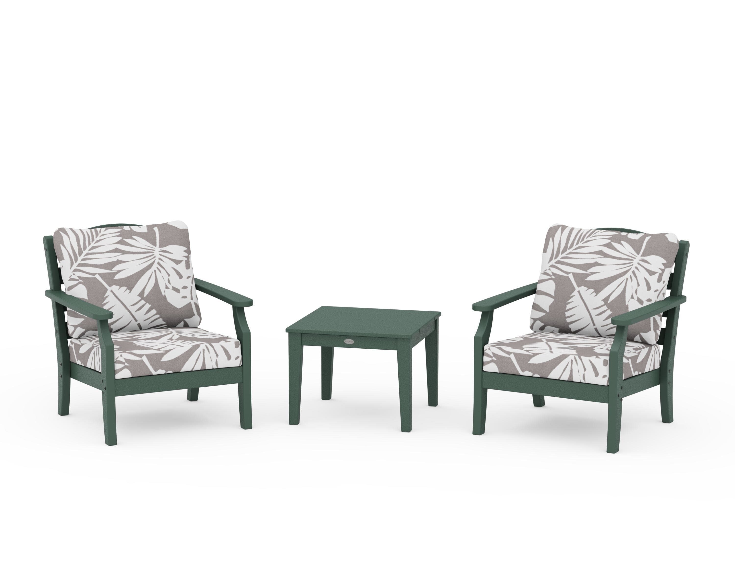 Savannah 3-Piece Deep Seating Set in Green / Leaf Grey Mist