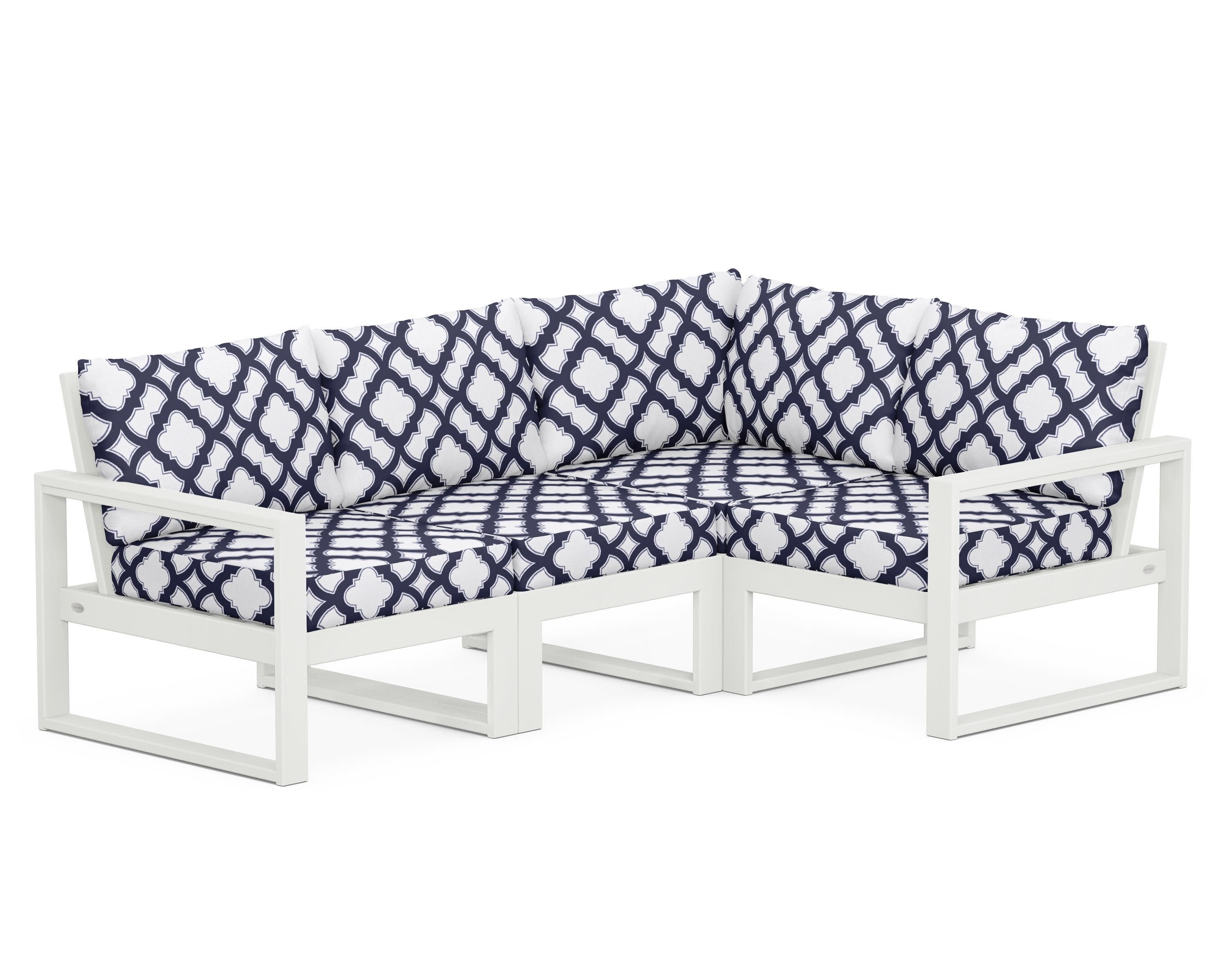 EDGE 4-Piece Modular Deep Seating Set in Vintage White / Trellis Navy