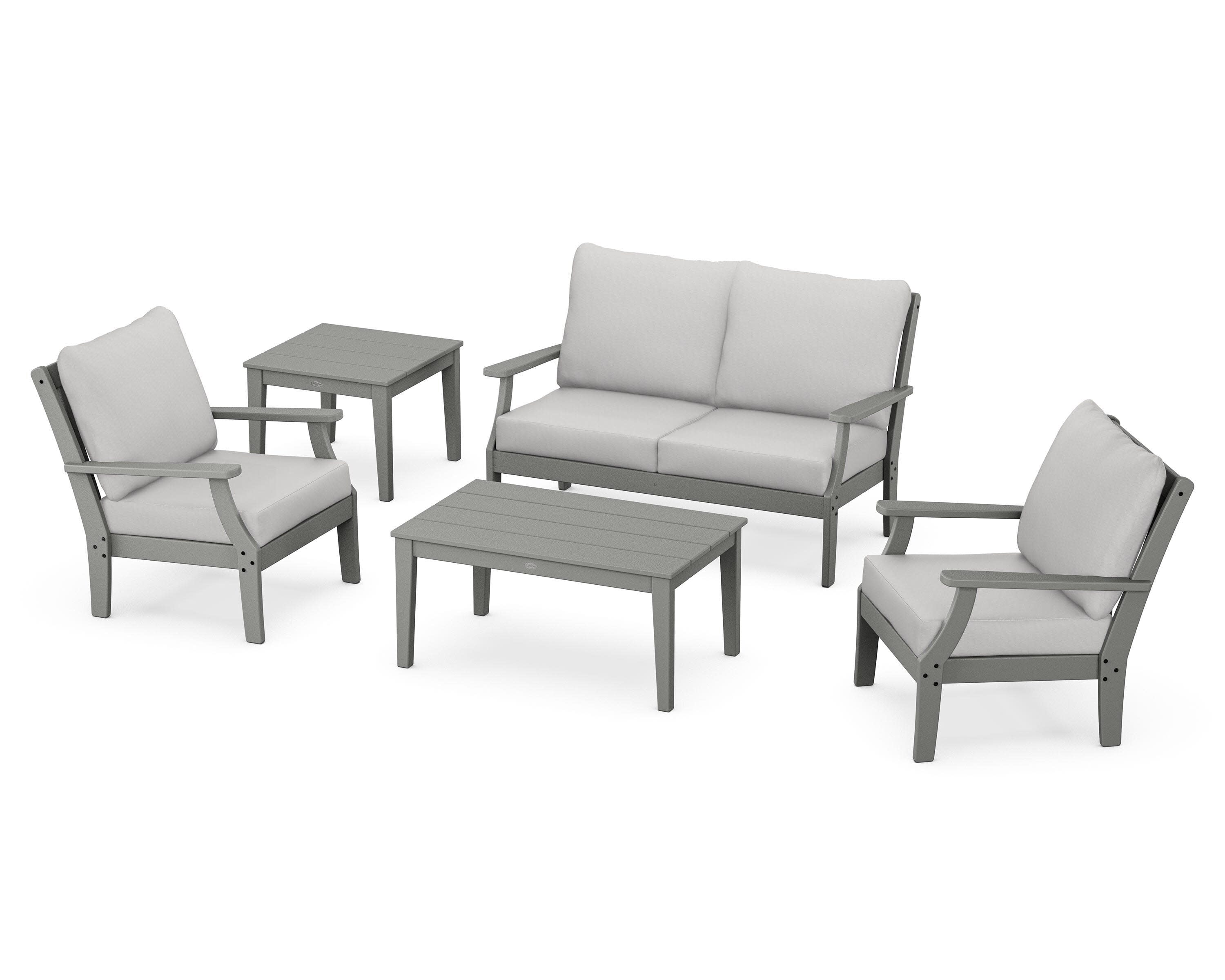 Braxton 5-Piece Deep Seating Set in Slate Grey / Diamond in the Rough