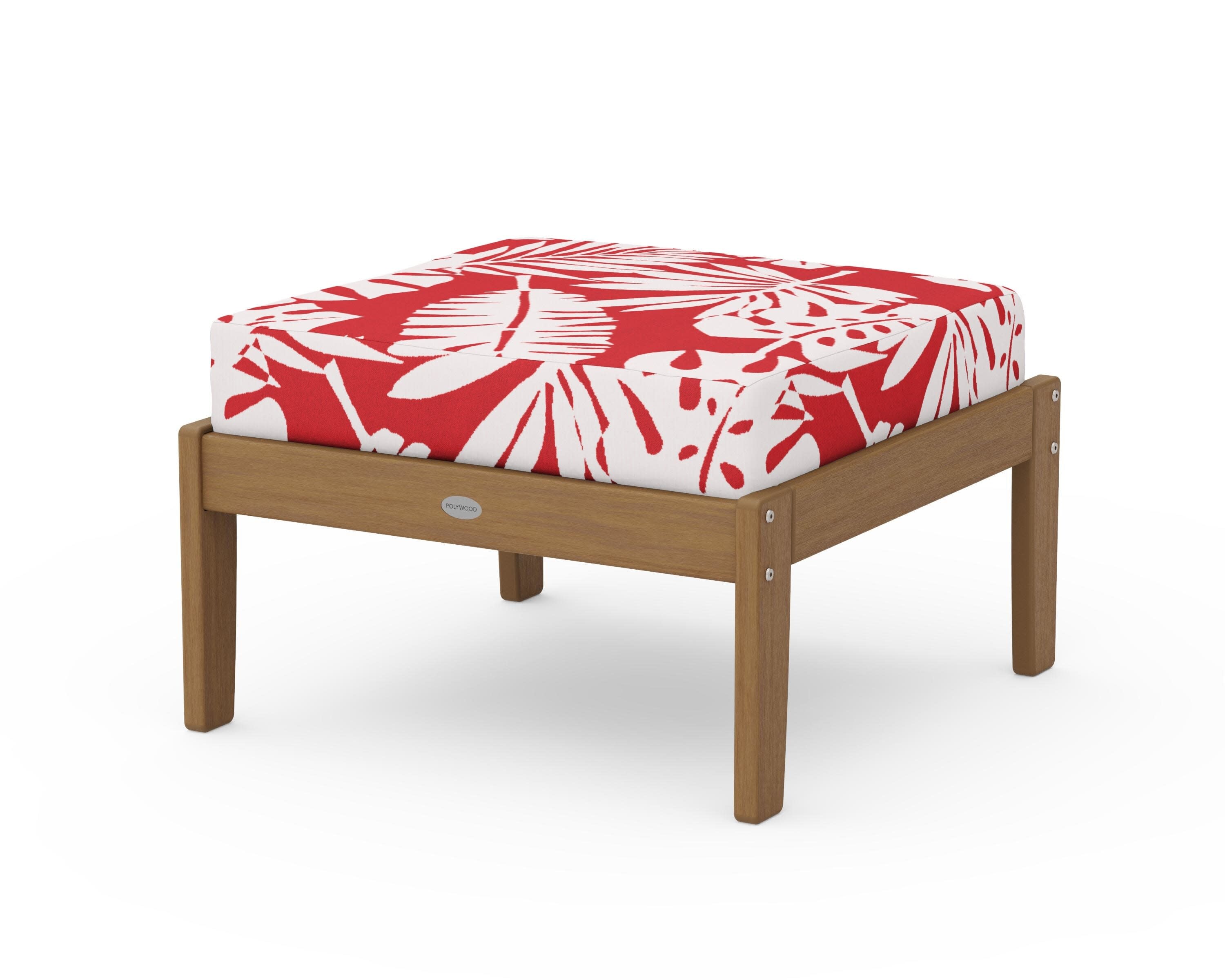 Braxton Deep Seating Ottoman in Natural / Leaf Crimson