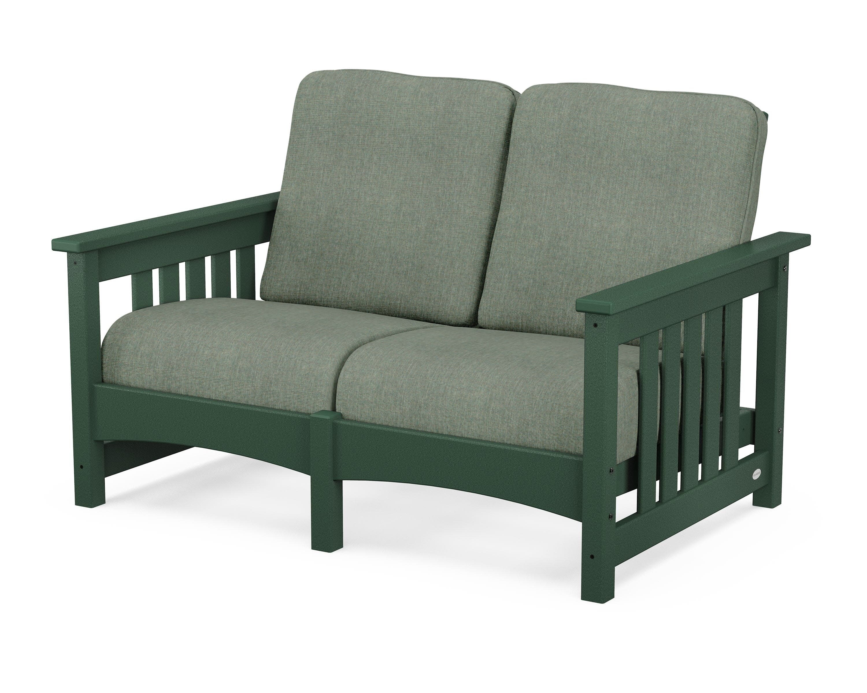 Club Mission Loveseat in Green / Cast Sage