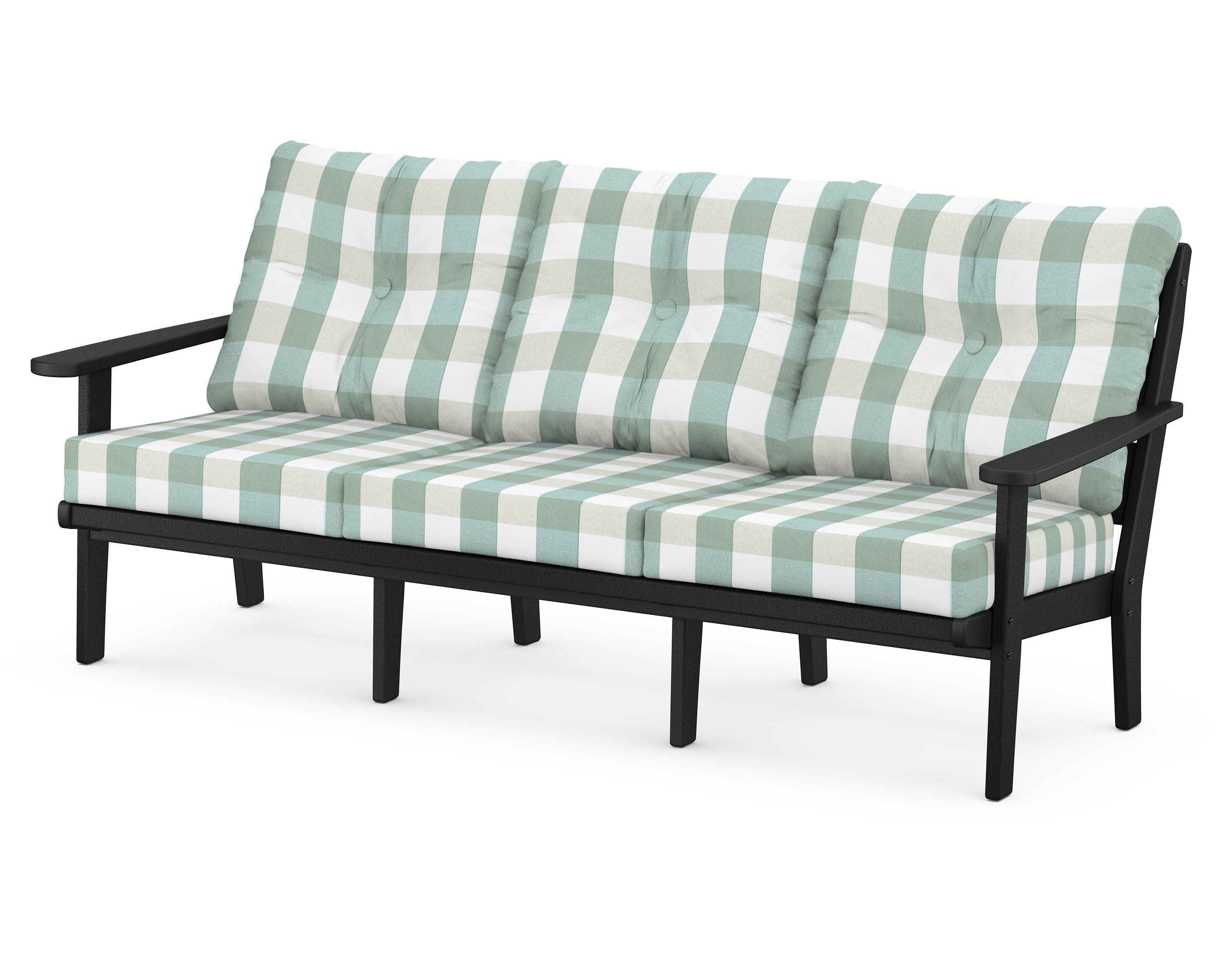 Lakeside Deep Seating Sofa in Black / Buffalo Plaid Glacier Spa