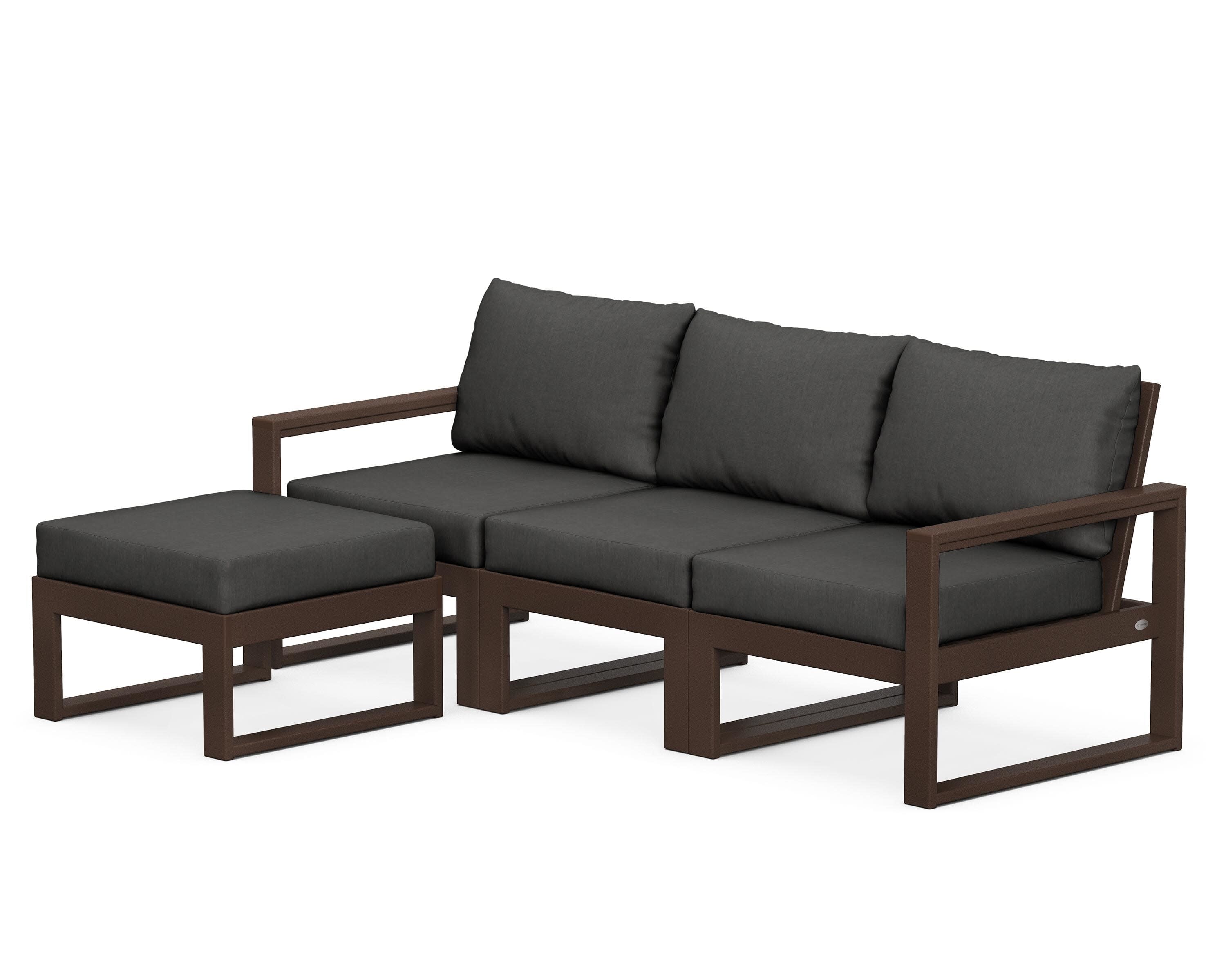 EDGE 4-Piece Modular Deep Seating Set with Ottoman in Mahogany / Spectrum Carbon