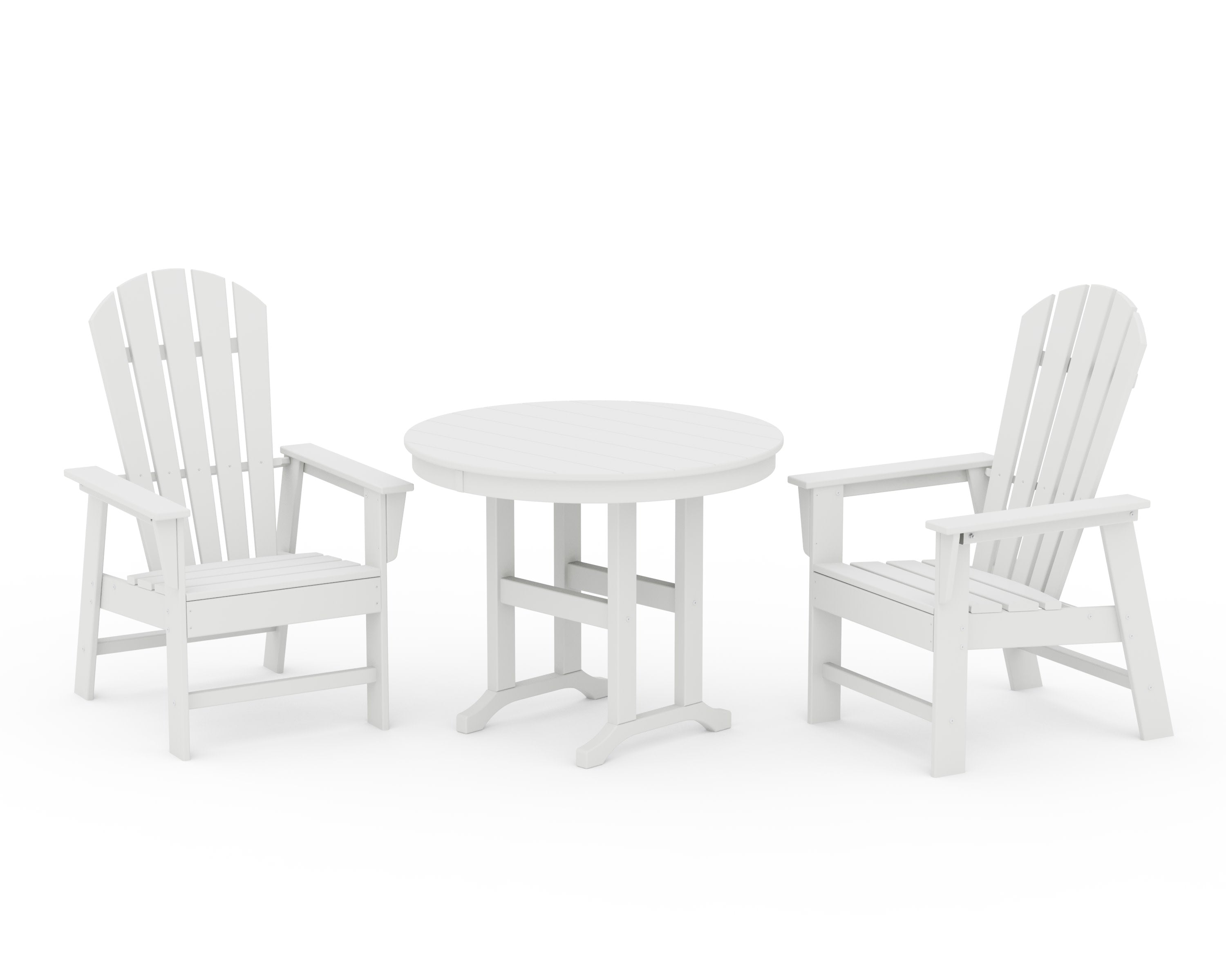 South Beach 3-Piece Round Farmhouse Dining Set in White