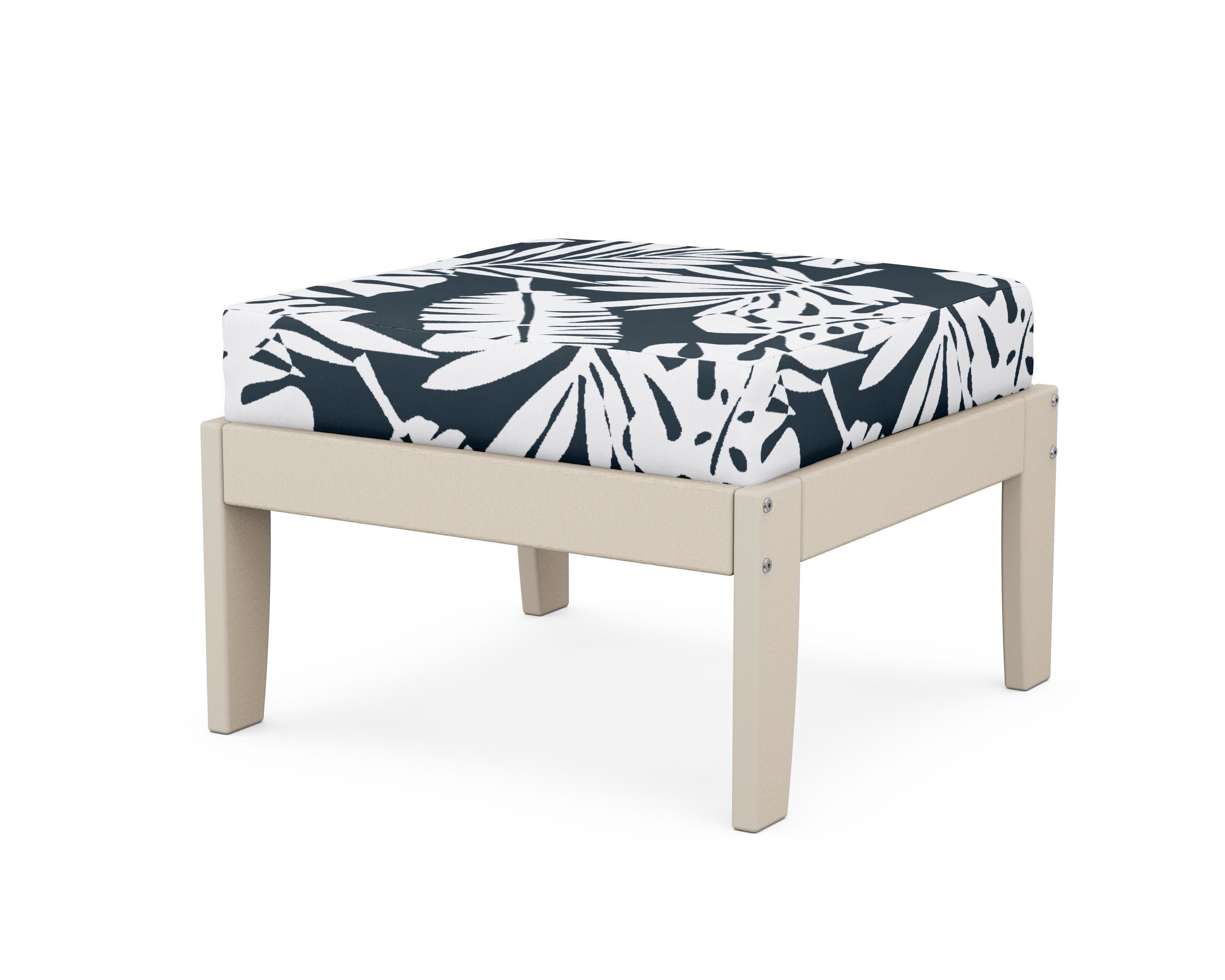 Modular Ottoman - Classic in Sand / Leaf Marine Indigo