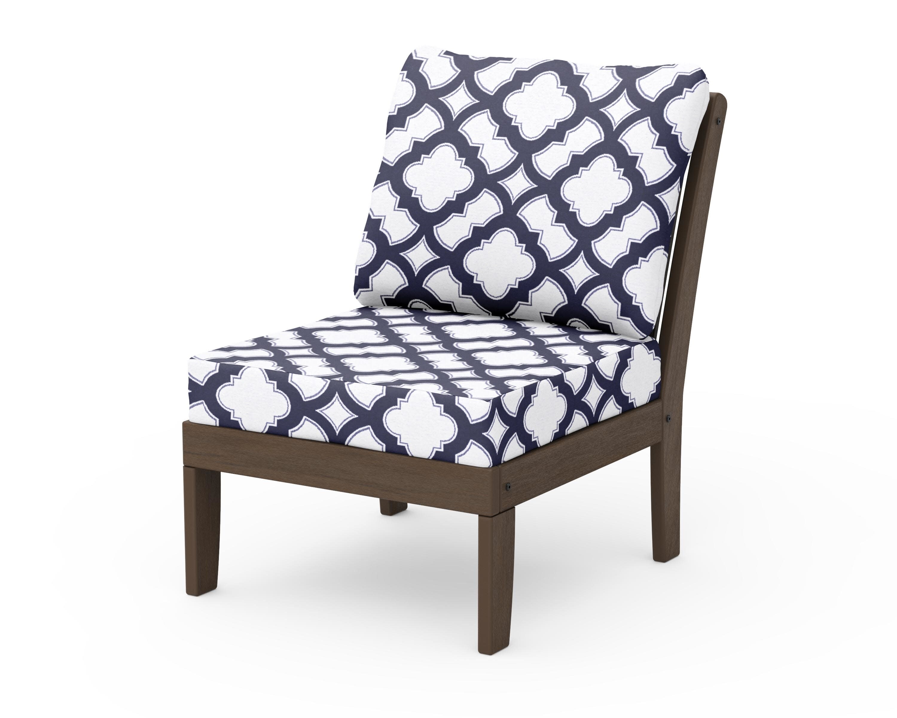 Braxton Modular Armless Chair in Kona / Trellis Navy
