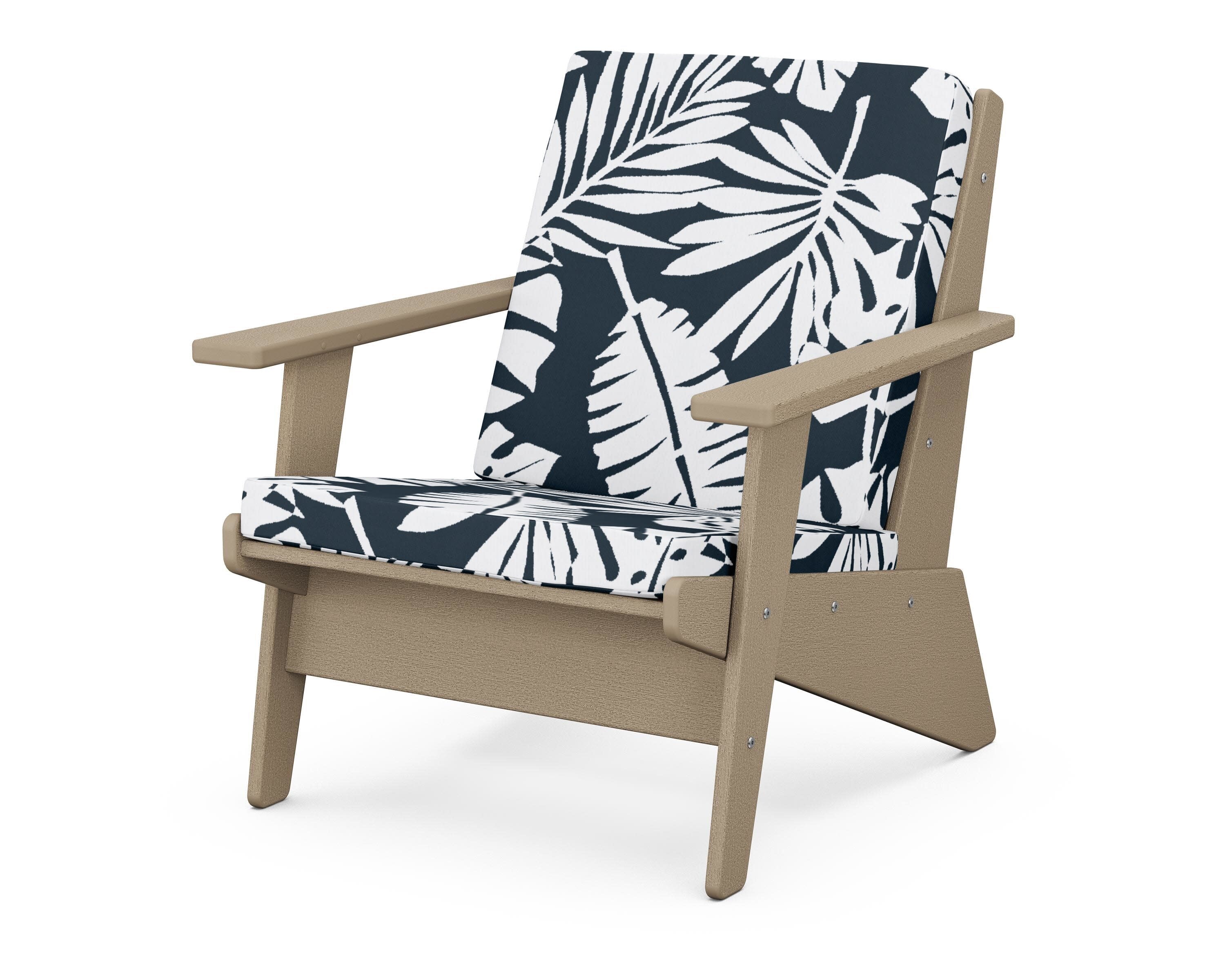 Riviera Modern Lounge Chair in Vintage Sahara / Leaf Marine Indigo