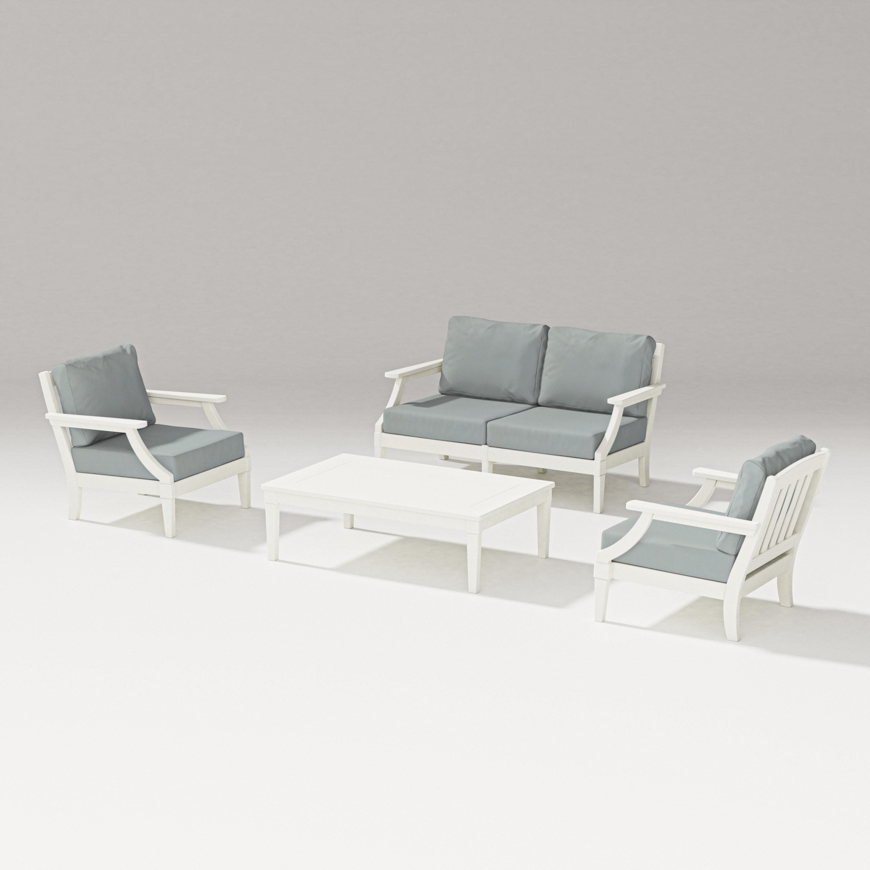 Estate Lounge 4-Piece Loveseat Set in Vintage White / Spa