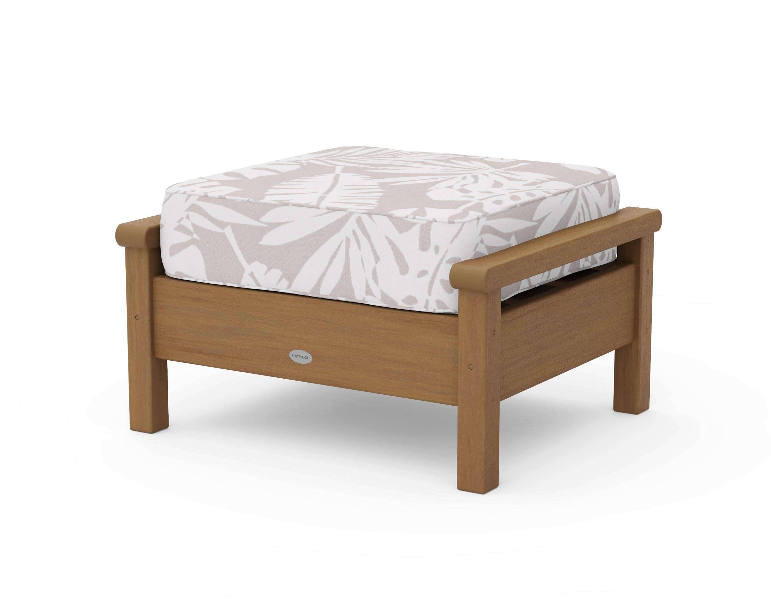 Harbour Deep Seating Ottoman in Natural / Leaf Dune Burlap