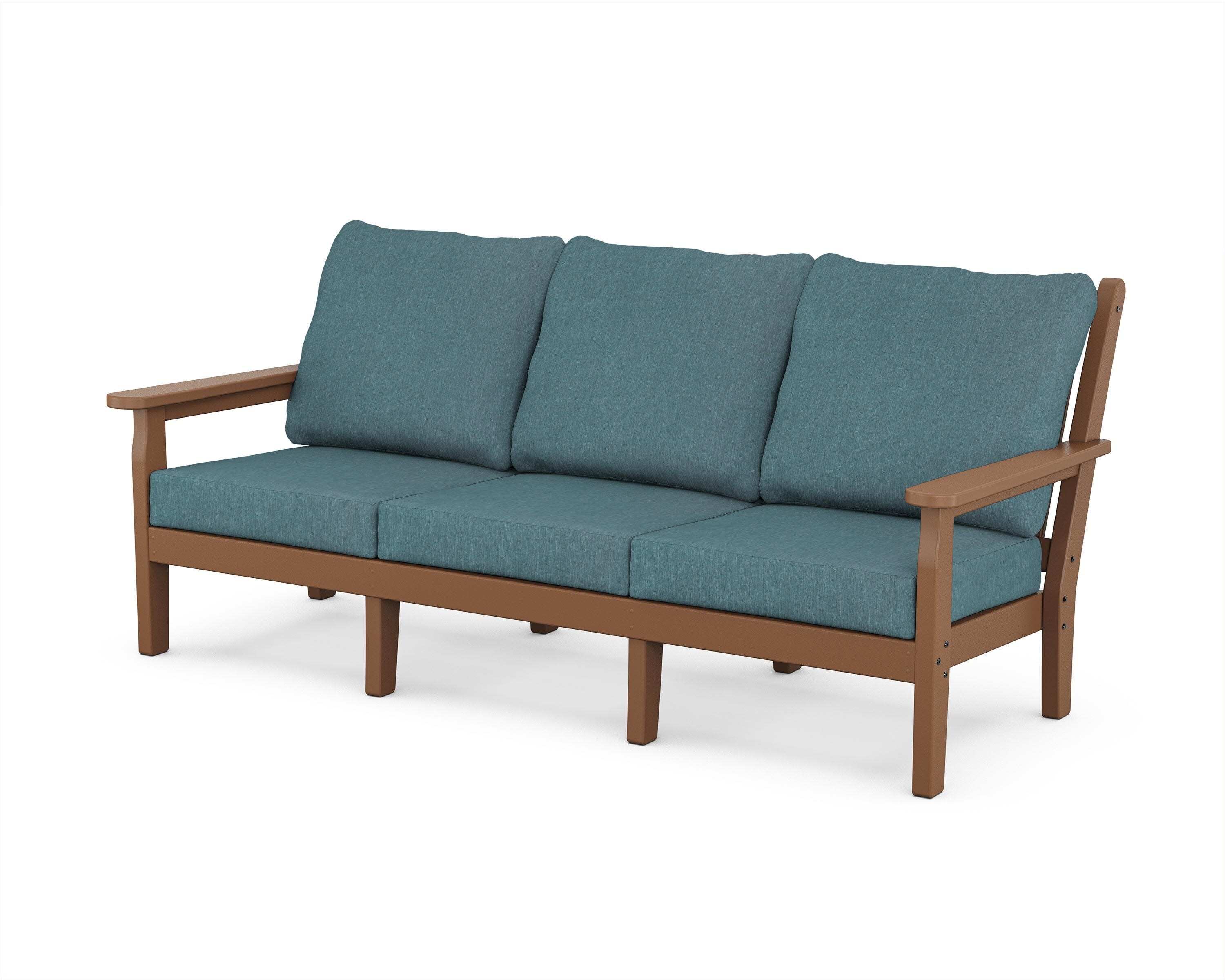 Chippendale Deep Seating Sofa in Teak / Ocean Teal