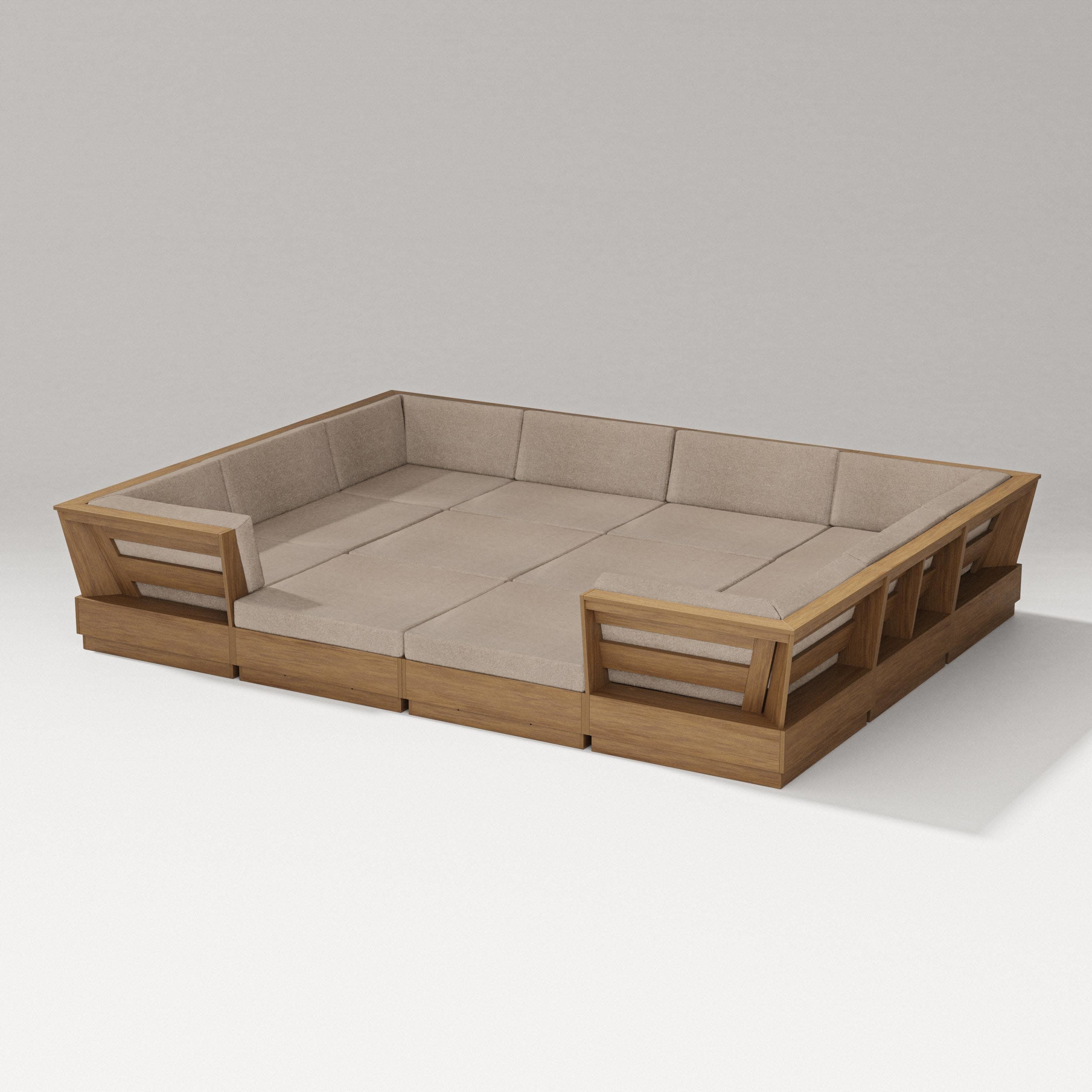 Elevate 12-Piece Pit Sectional in Natural / Spiced Burlap
