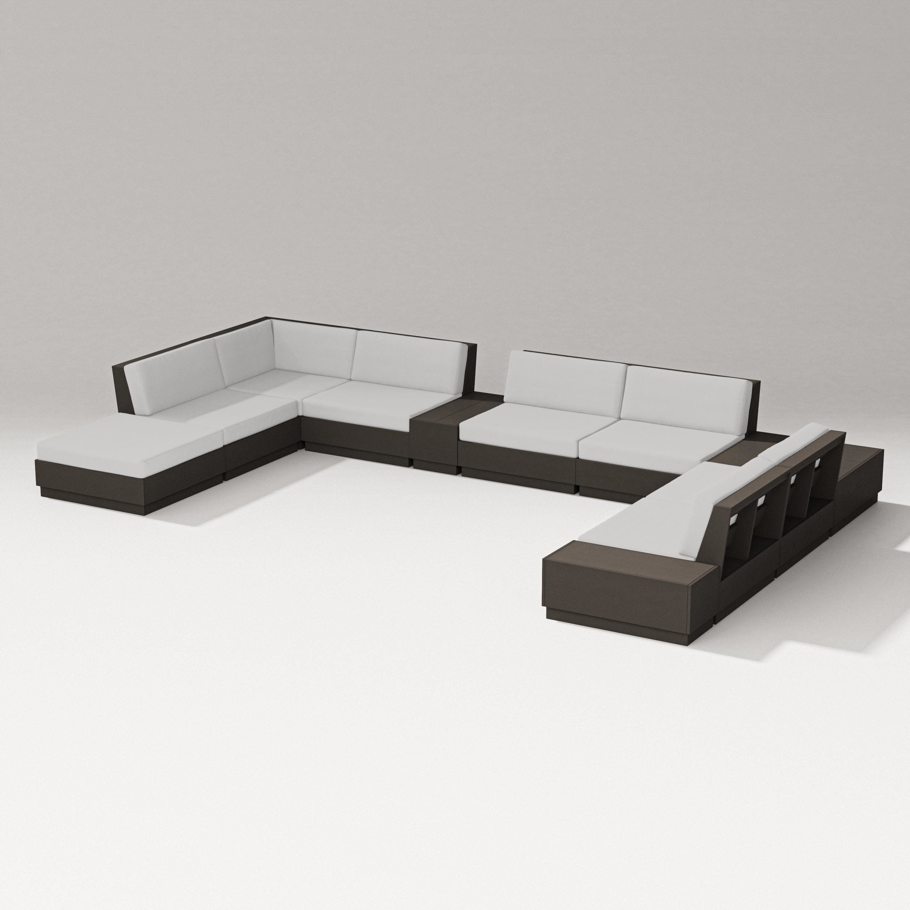 Elevate 11-Piece Conversation Sectional Set in Vintage Coffee / Diamond in the Rough