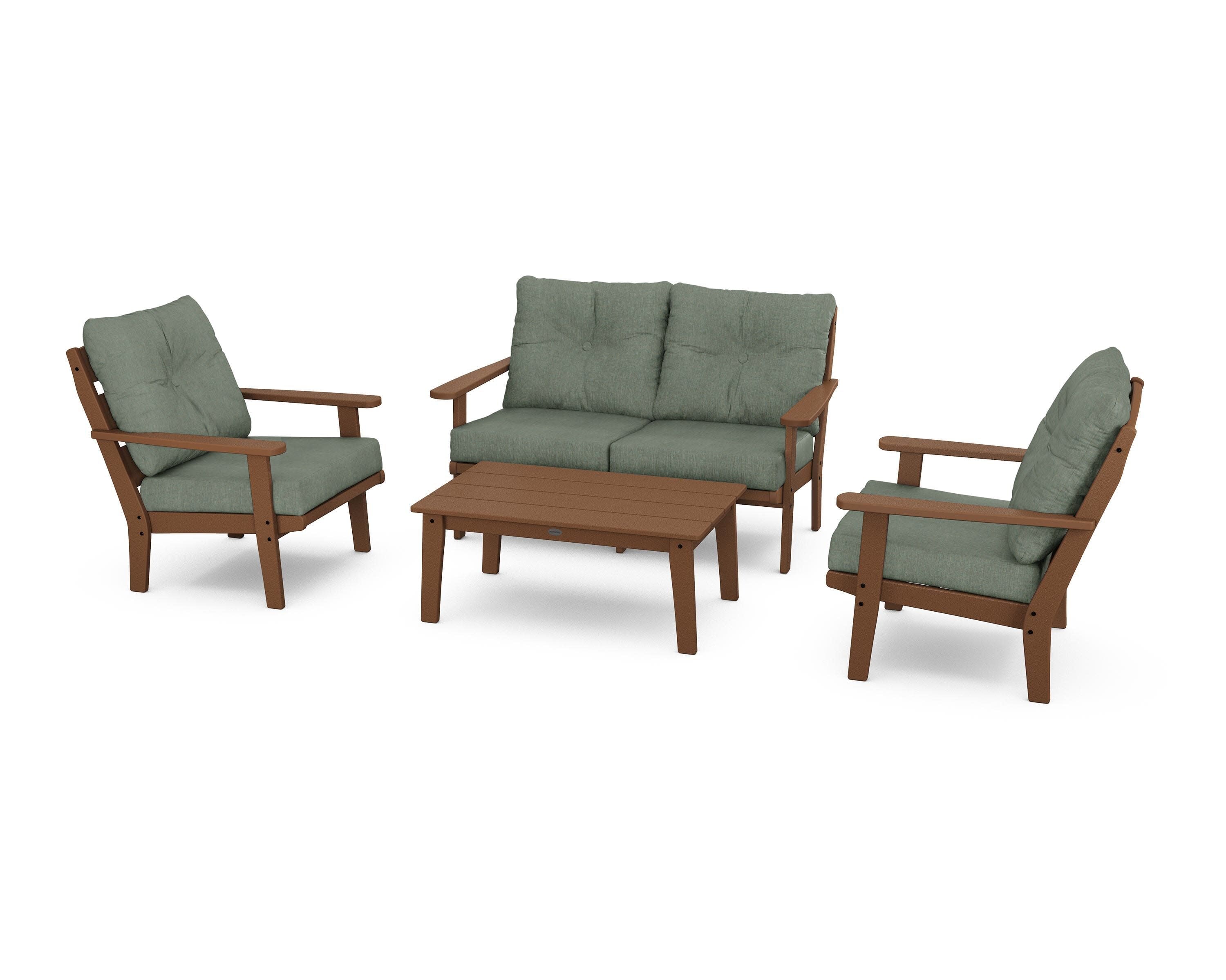 Lakeside 4-Piece Deep Seating Set in Teak / Cast Sage