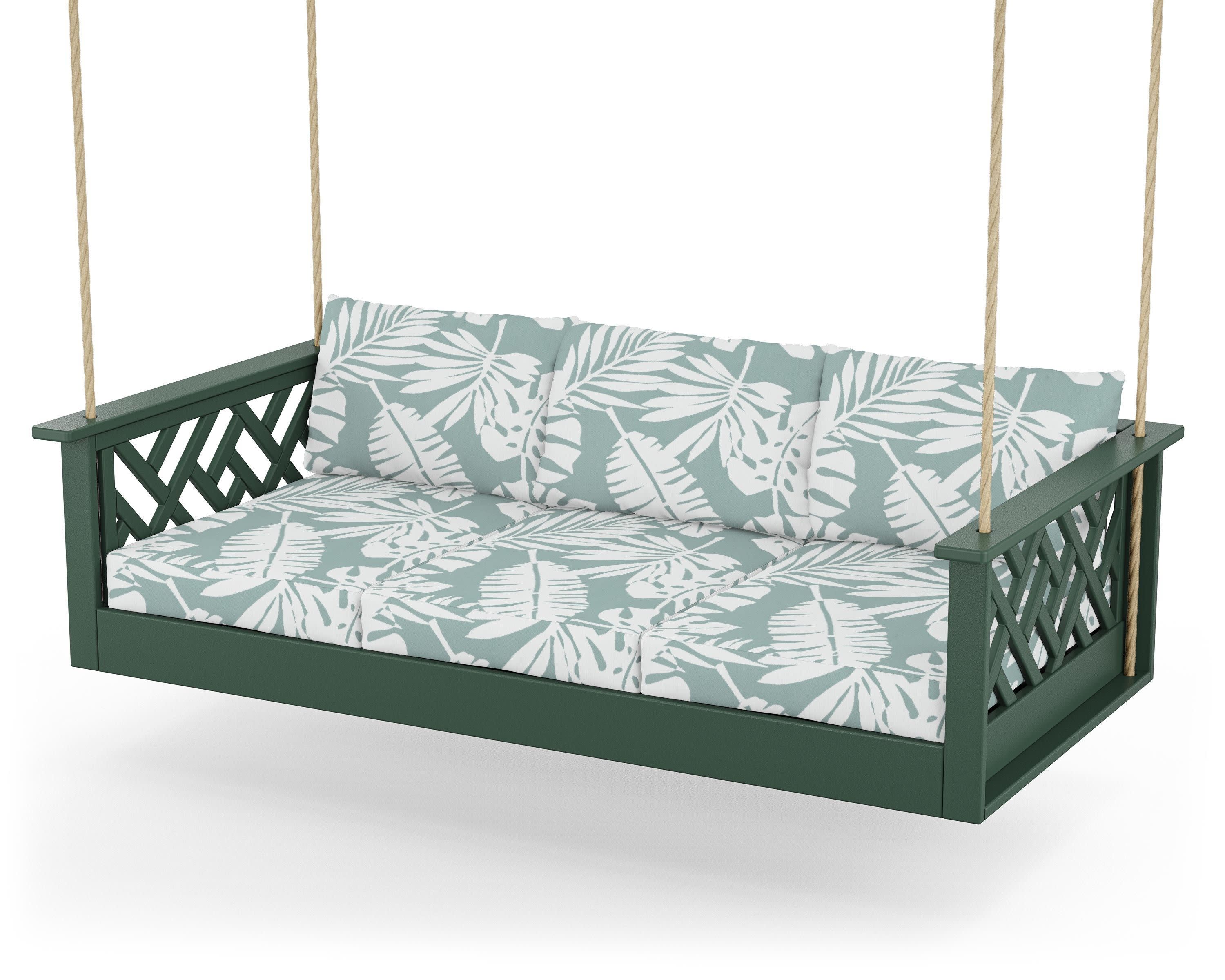 Chippendale Daybed Swing in Green / Leaf Glacier Spa