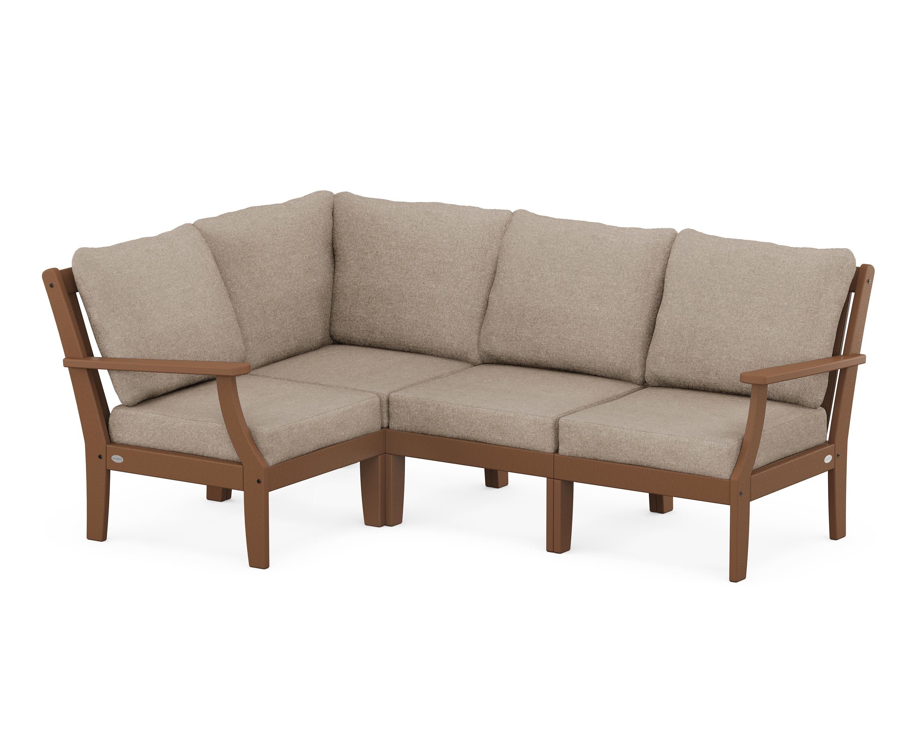 Braxton Modular 4-Piece Deep Seating Set in Teak / Spiced Burlap