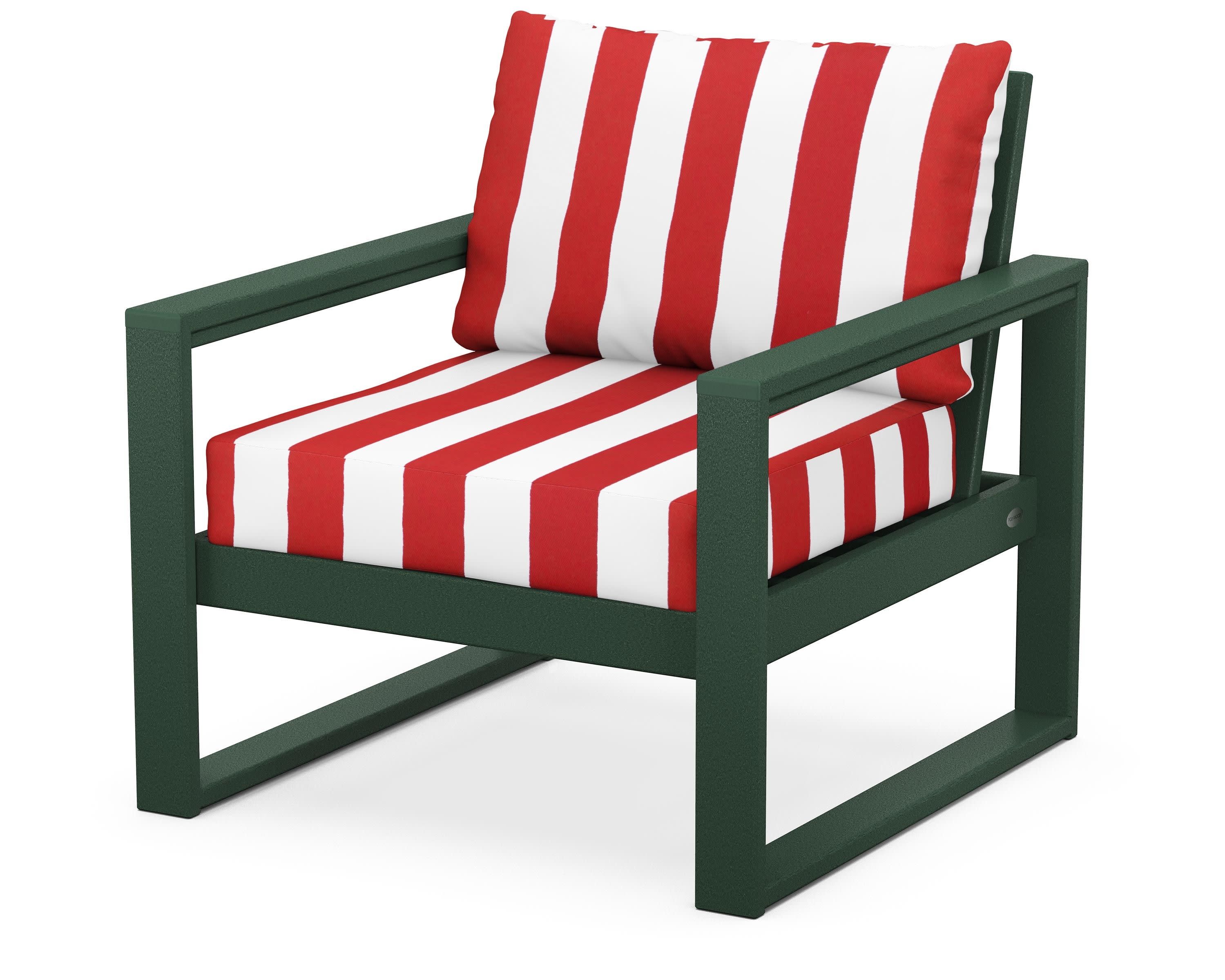 EDGE Club Chair in Green / Cabana Stripe Crimson
