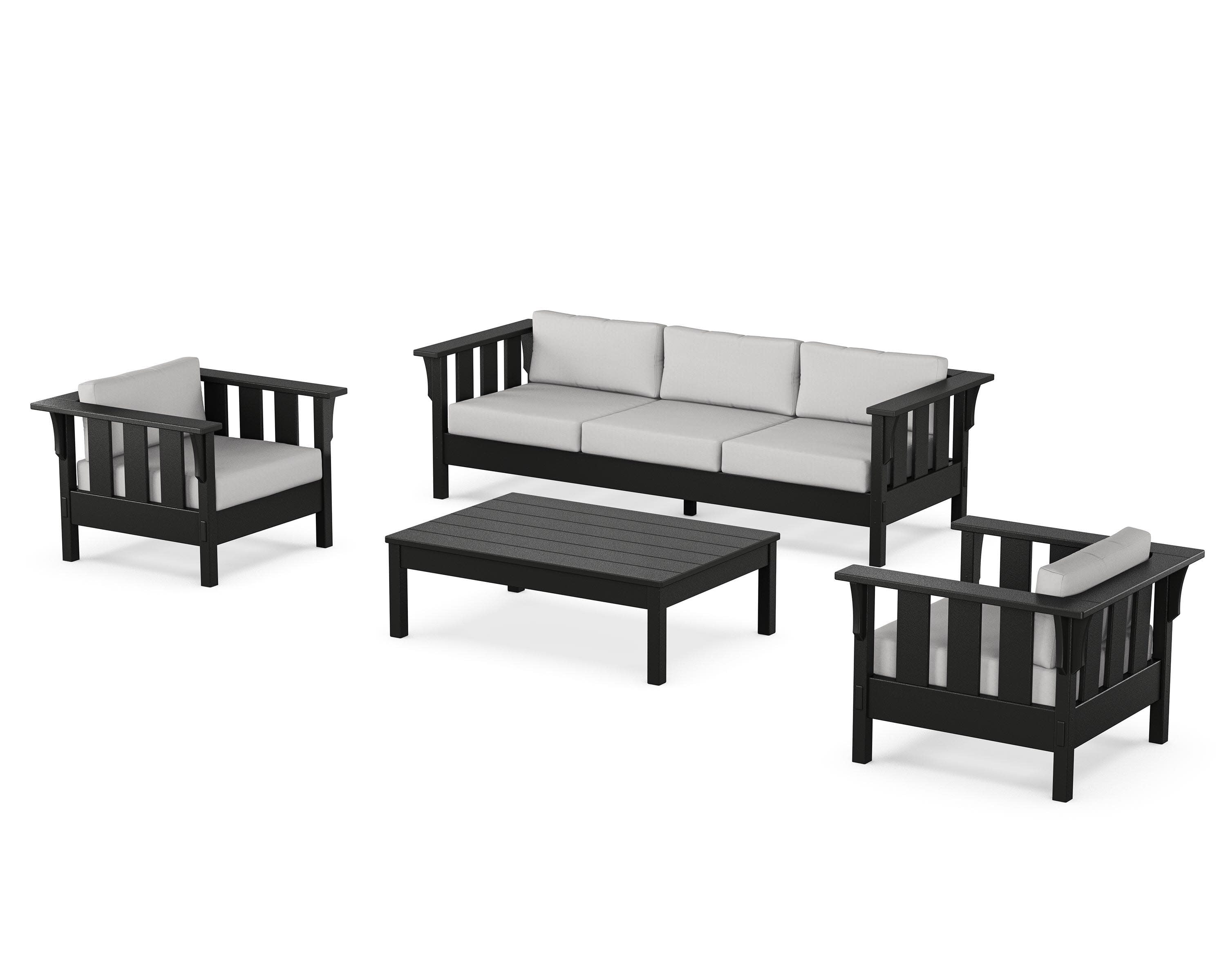 Acadia 4-Piece Deep Seating Set with Sofa in Black / Diamond in the Rough