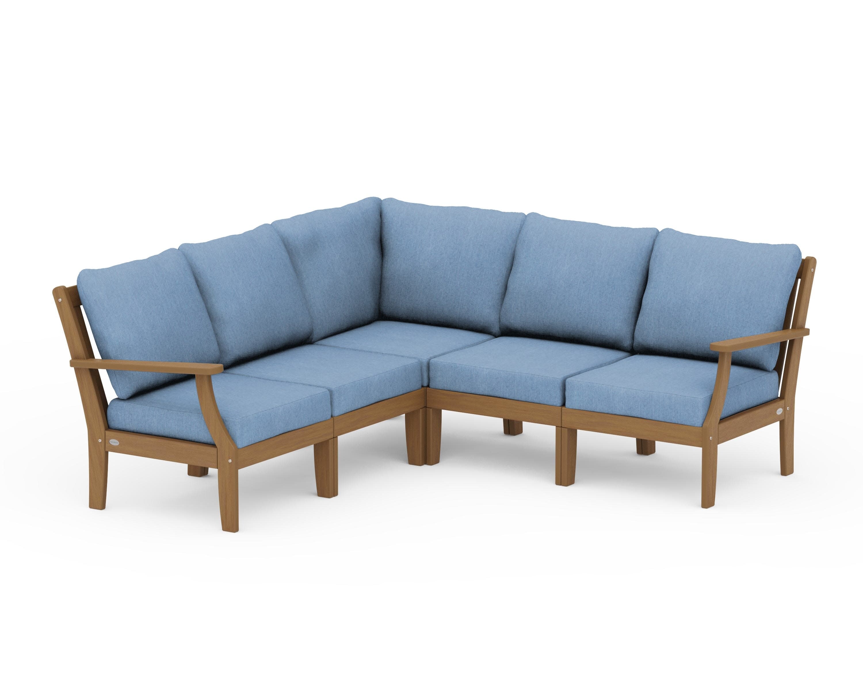 Braxton Modular 5-Piece Deep Seating Set in Natural / Sky Blue