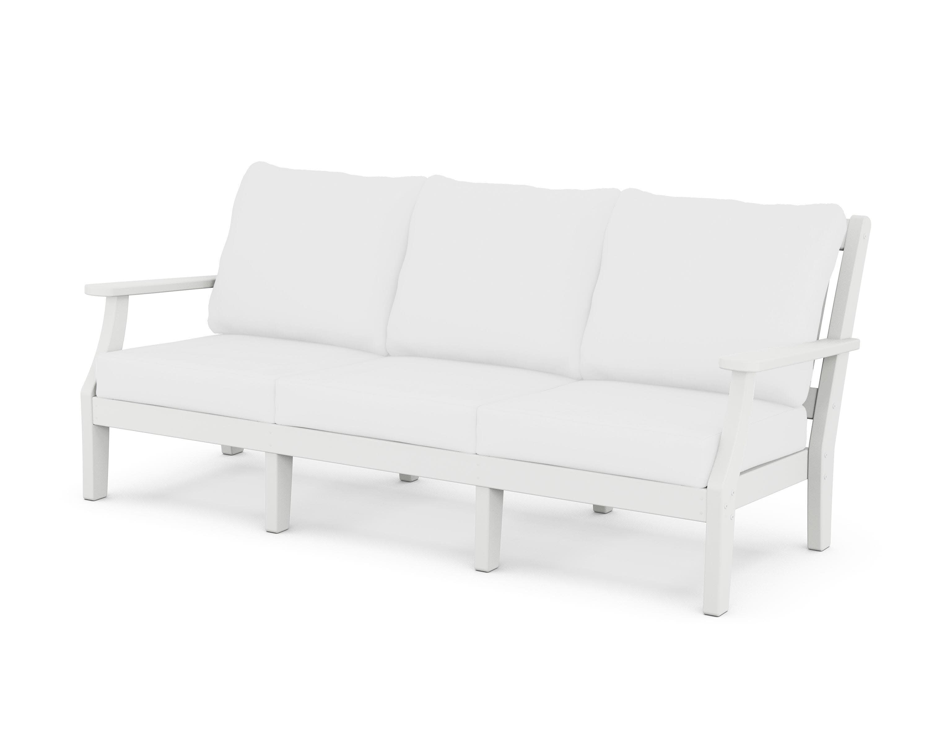 Chinoiserie Deep Seating Sofa in White / Natural