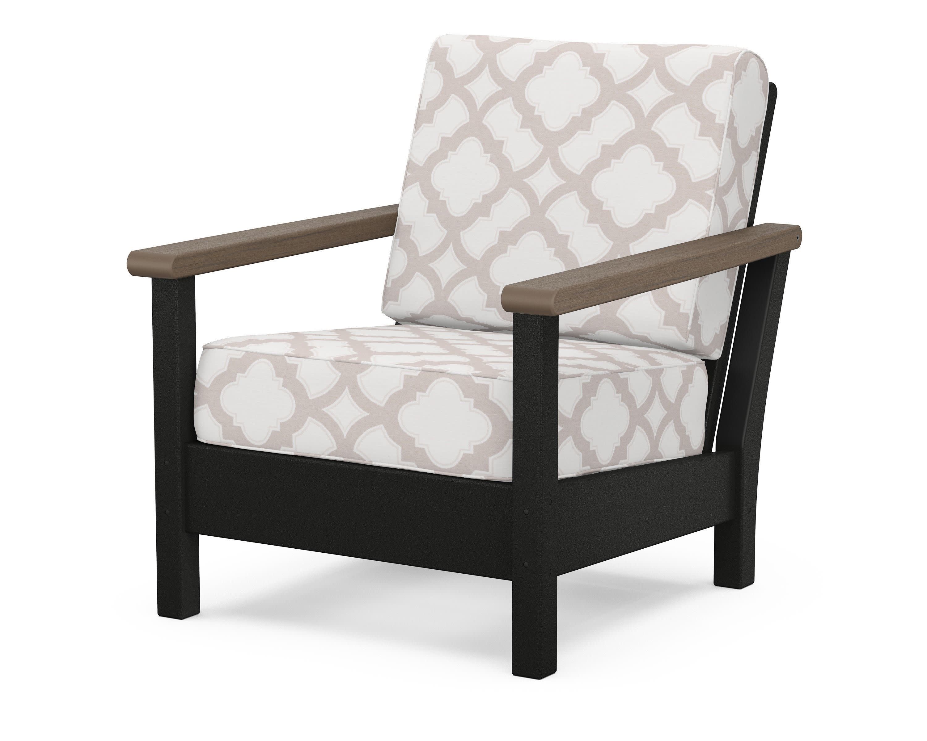 Harbour Deep Seating Chair in Black / Kona / Trellis Dune Burlap